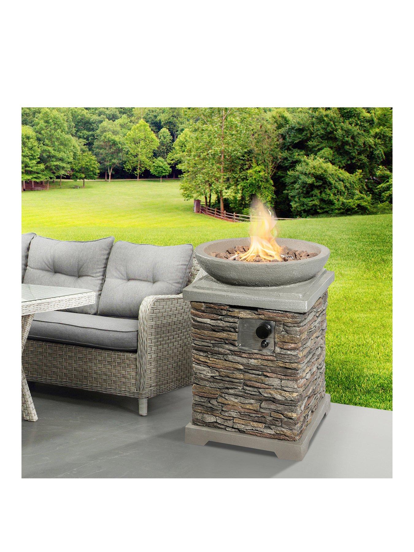 Image 1 of 7 of Teamson Home Gas Fire Pit Stone with Lava Rock