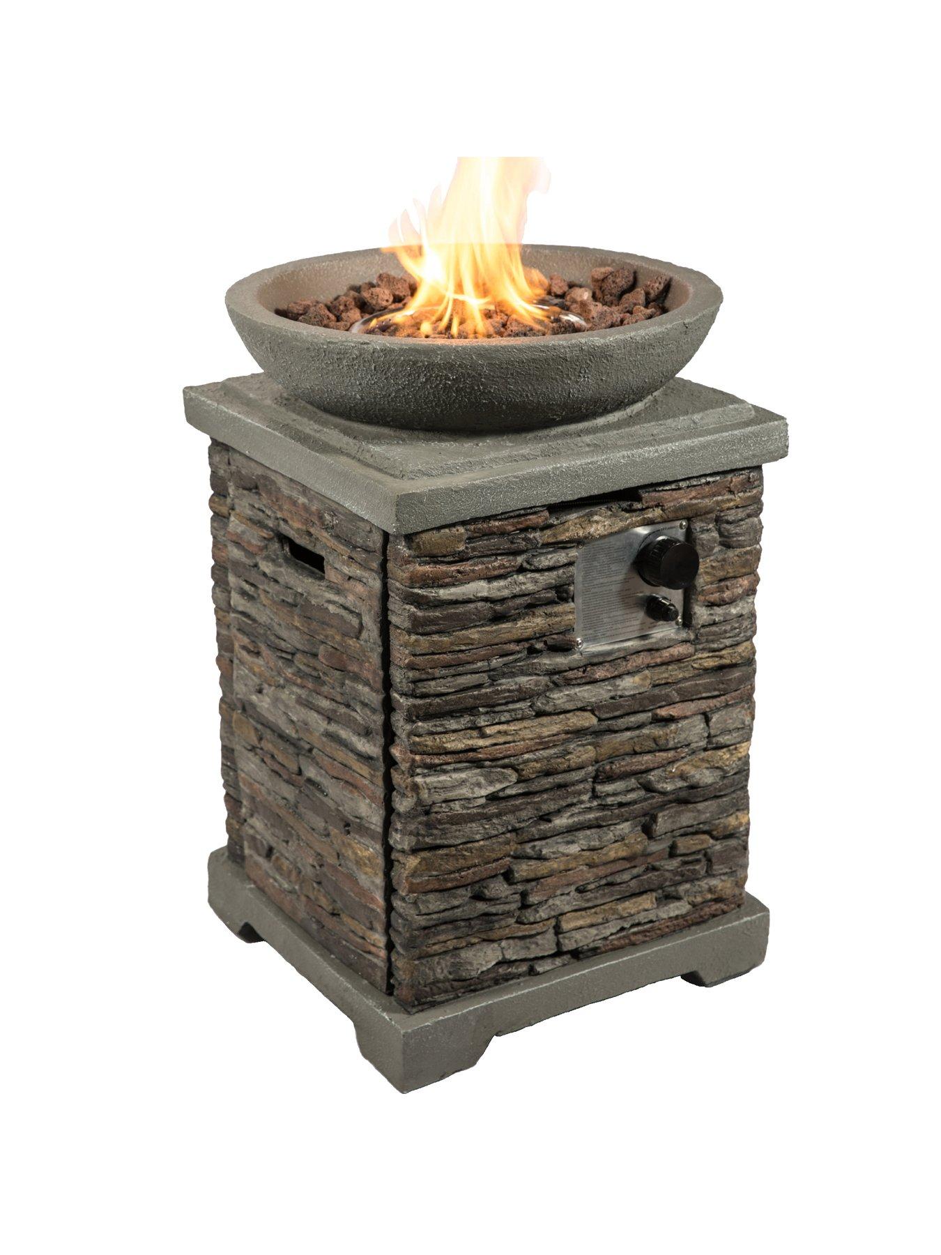 Image 3 of 7 of Teamson Home Gas Fire Pit Stone with Lava Rock