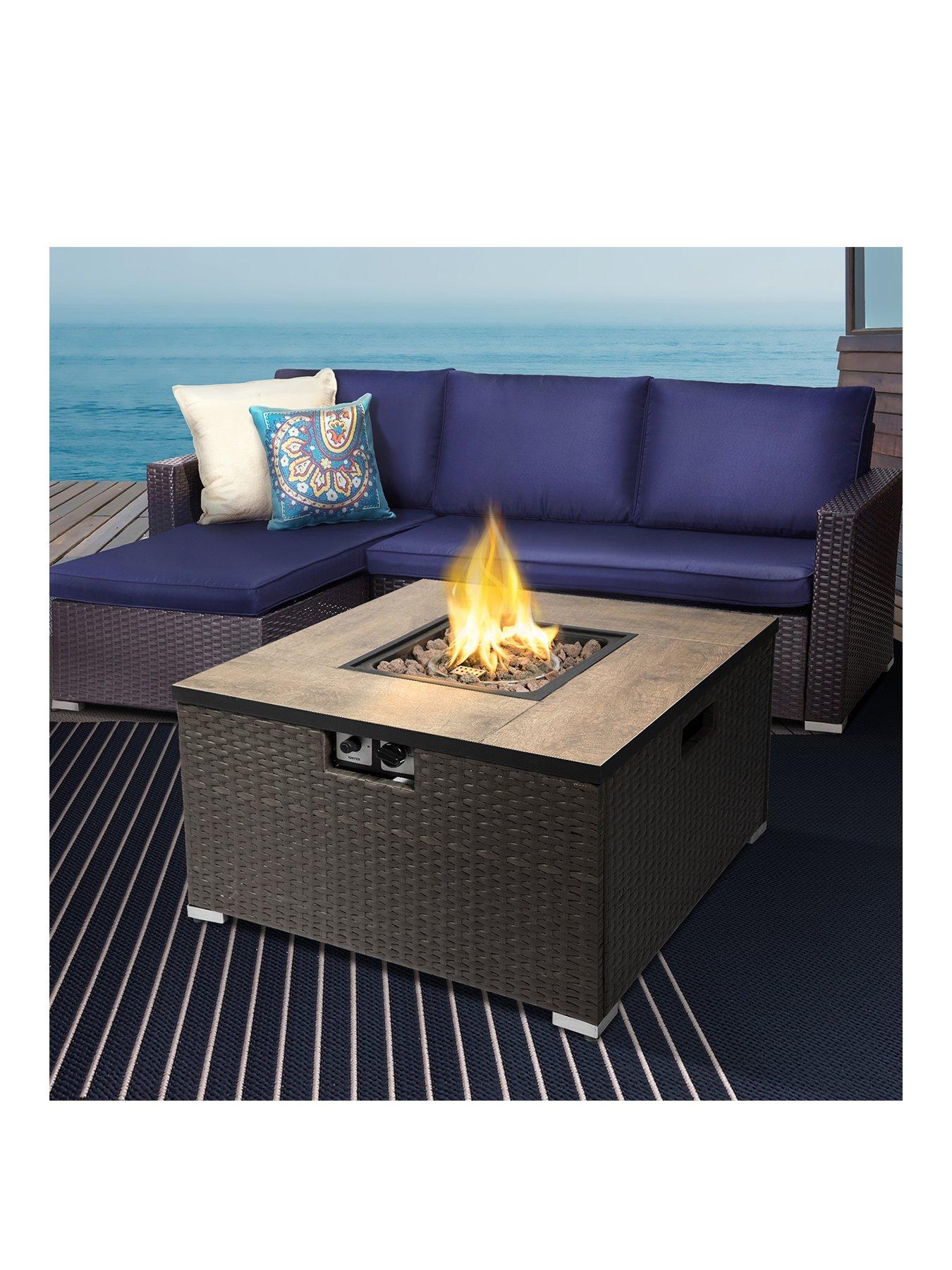 Teamson Home Peaktop Firepit Outdoor Gas Fire Pit Steel With Lava