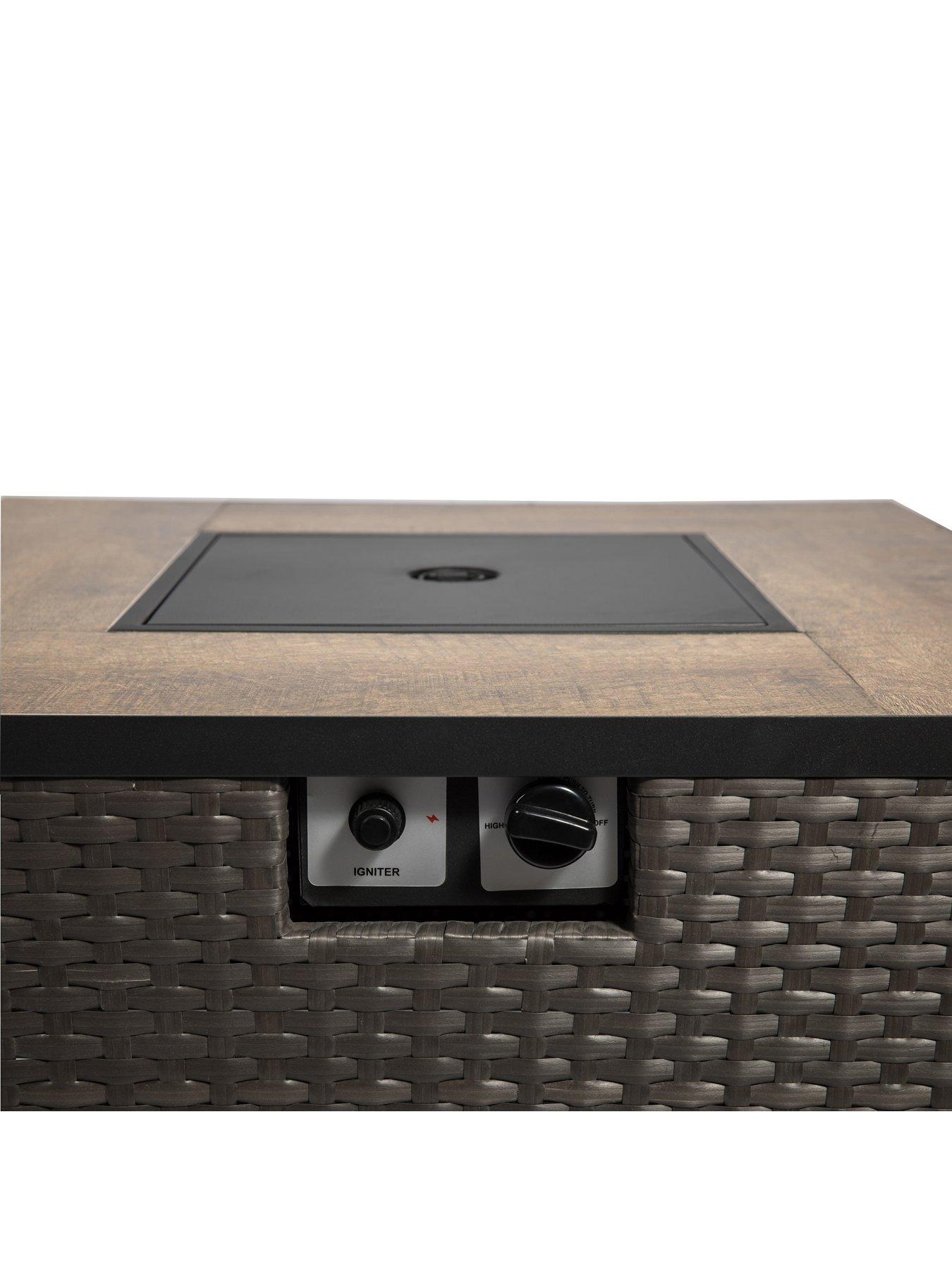Image 4 of 7 of Teamson Home Peaktop Firepit Outdoor Gas Fire Pit Steel With Lava Rock & Cover