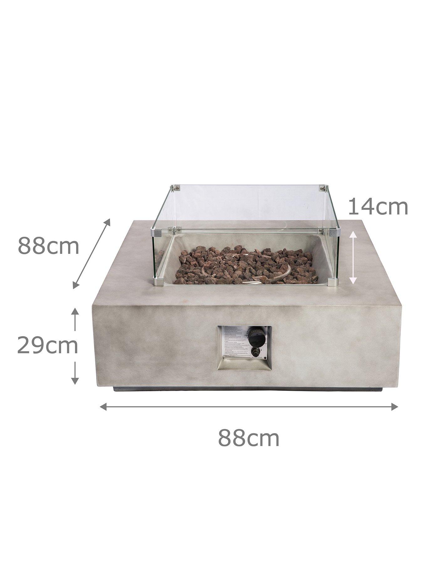 Image 2 of 4 of Teamson Home Outdoor Gas Fire Pit Wooden With Lava Rock &amp; Cover