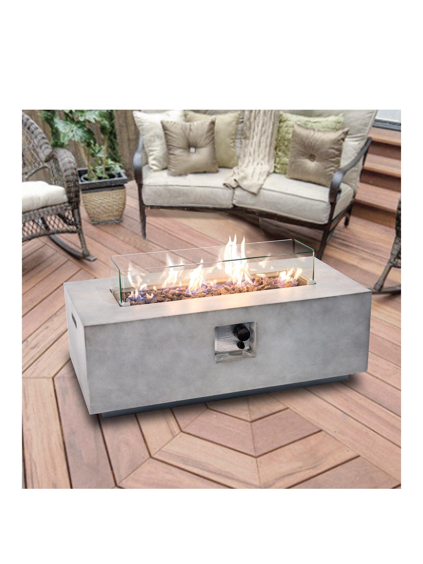 undefined Peaktop Firepit Outdoor Gas Fire Pit Stone With Lava Rock and Cover
