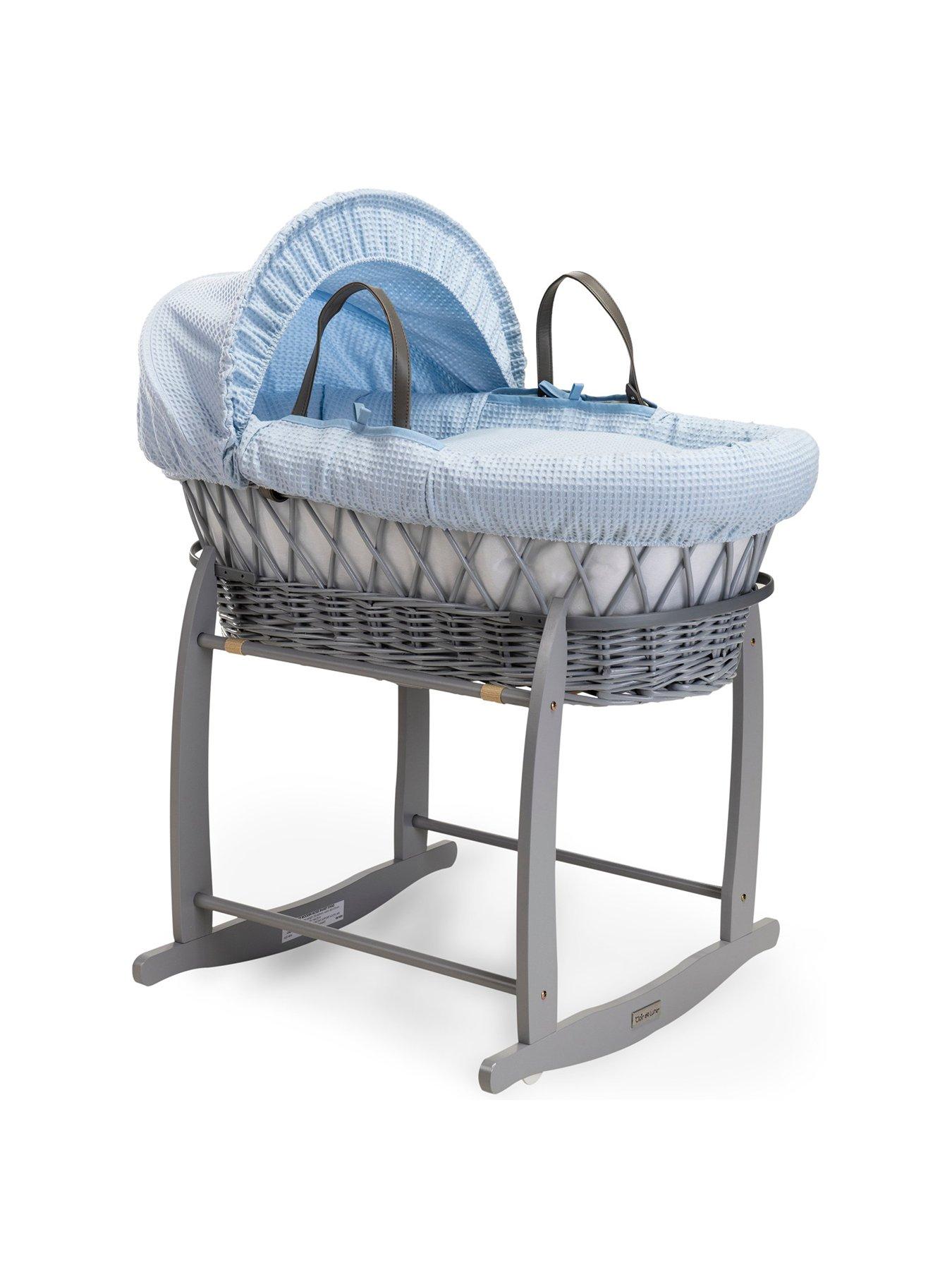 clair-de-lune-waffle-grey-wicker-moses-basket-and-deluxe-rocking-stand-blue