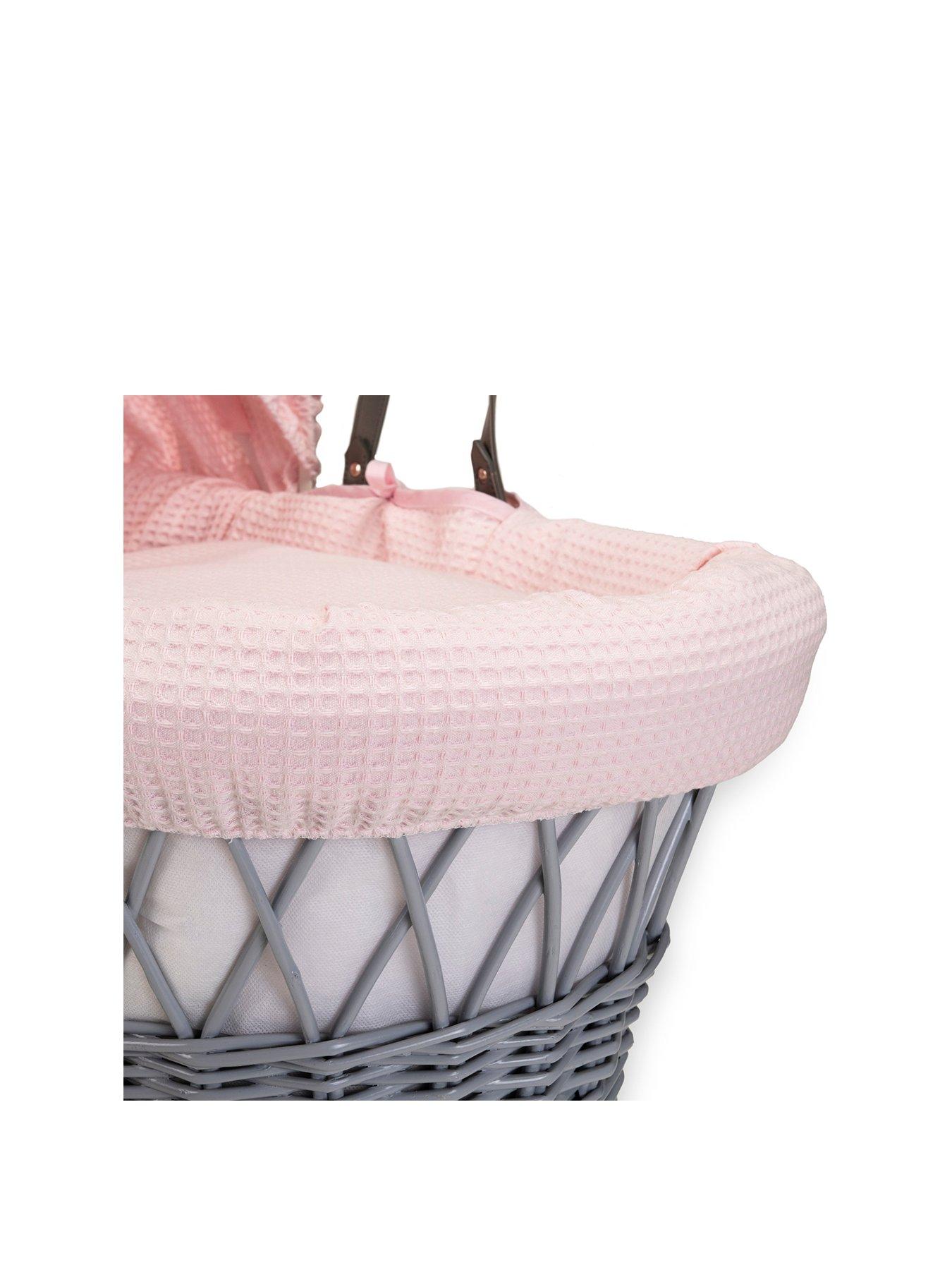 clair-de-lune-waffle-grey-wicker-moses-basket-and-deluxe-rocking-stand-pinkback