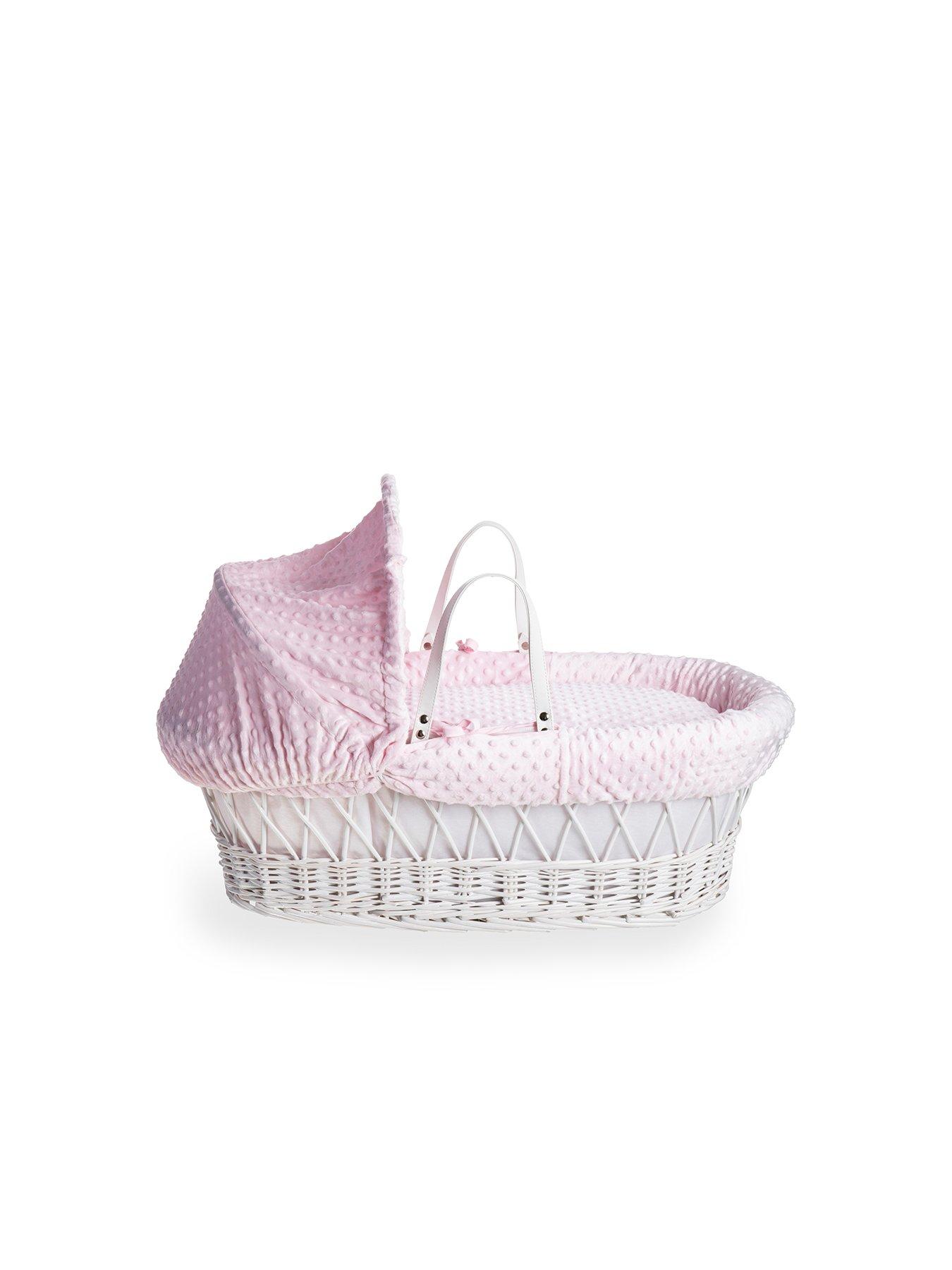 clair-de-lune-dimple-white-wicker-moses-basket-amp-deluxe-rocking-stand-pinkback