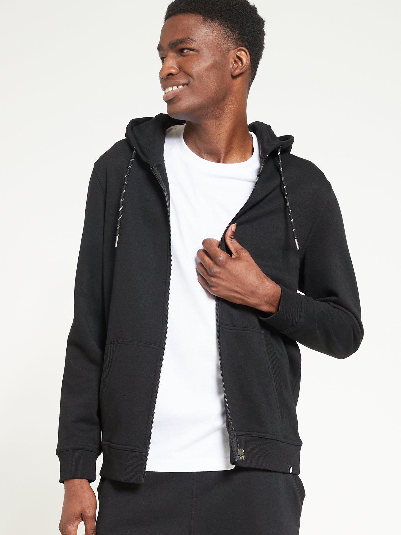 Mens zip 2024 through hoodie