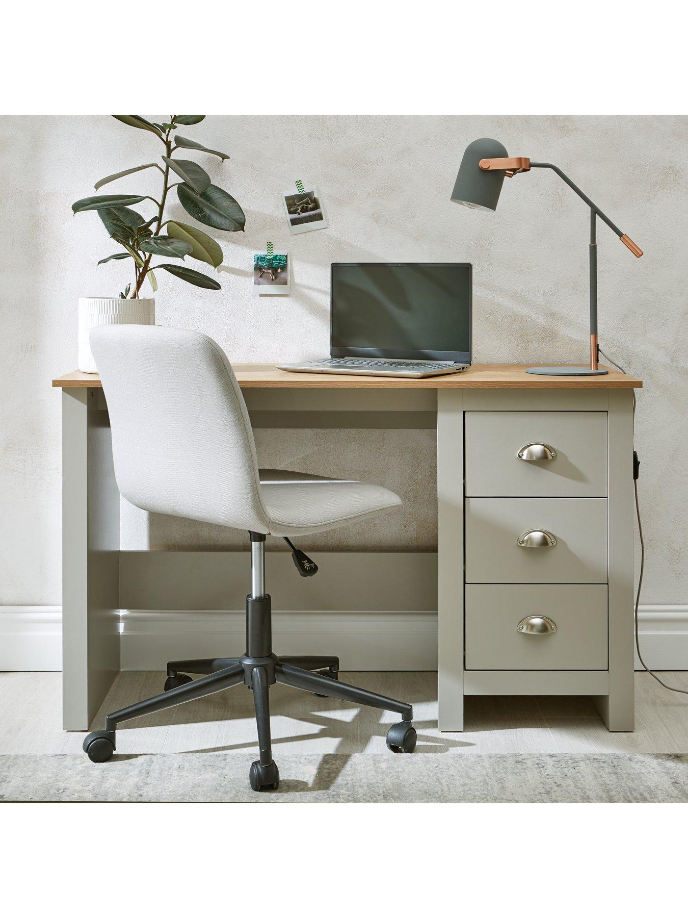 Image of Very Home Atlanta Study Desk - Light Grey/Oak