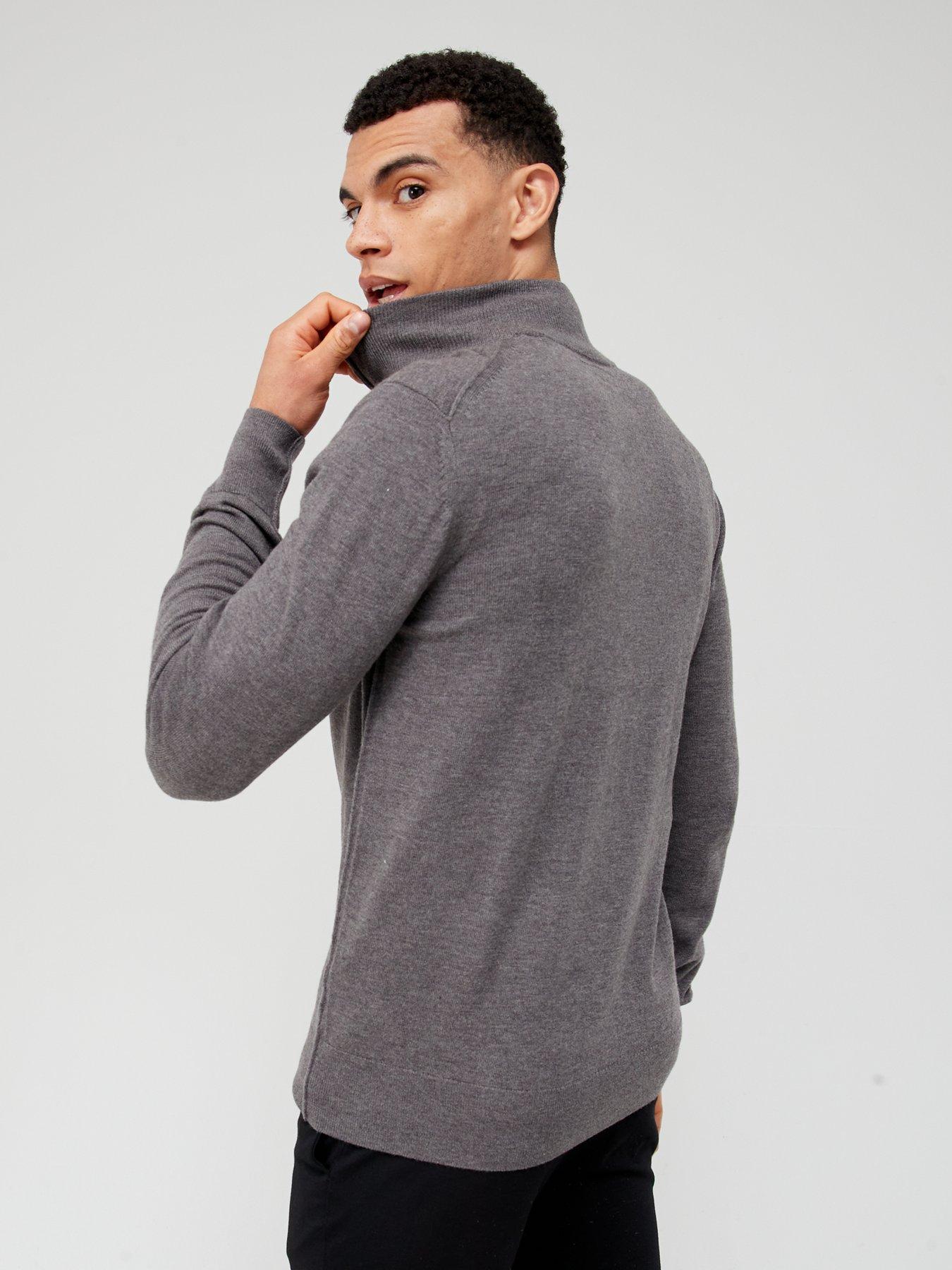Image 2 of 4 of AllSaints Kilburn Quarter Zip Knitted Jumper - Grey