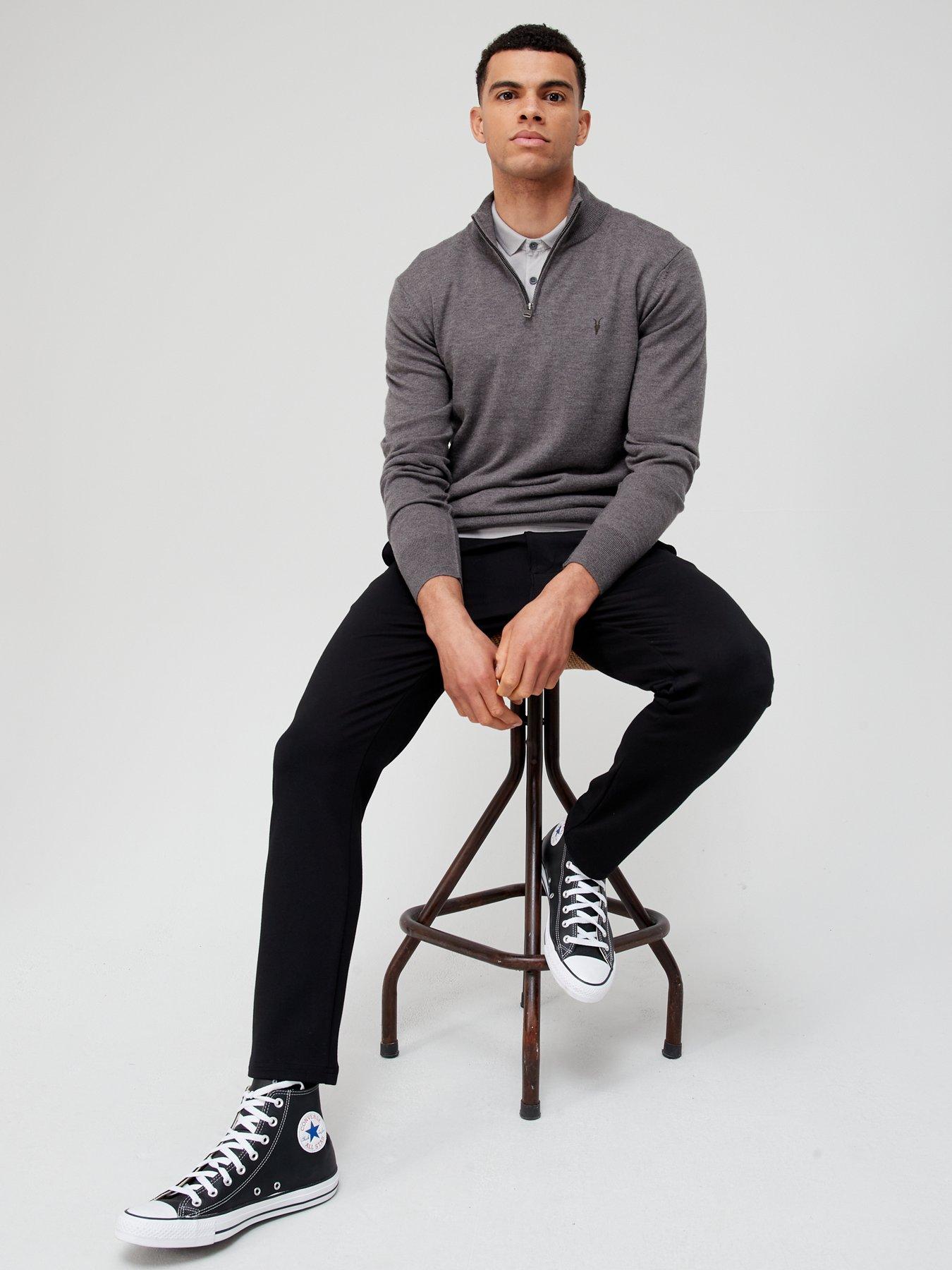 Image 3 of 4 of AllSaints Kilburn Quarter Zip Knitted Jumper - Grey