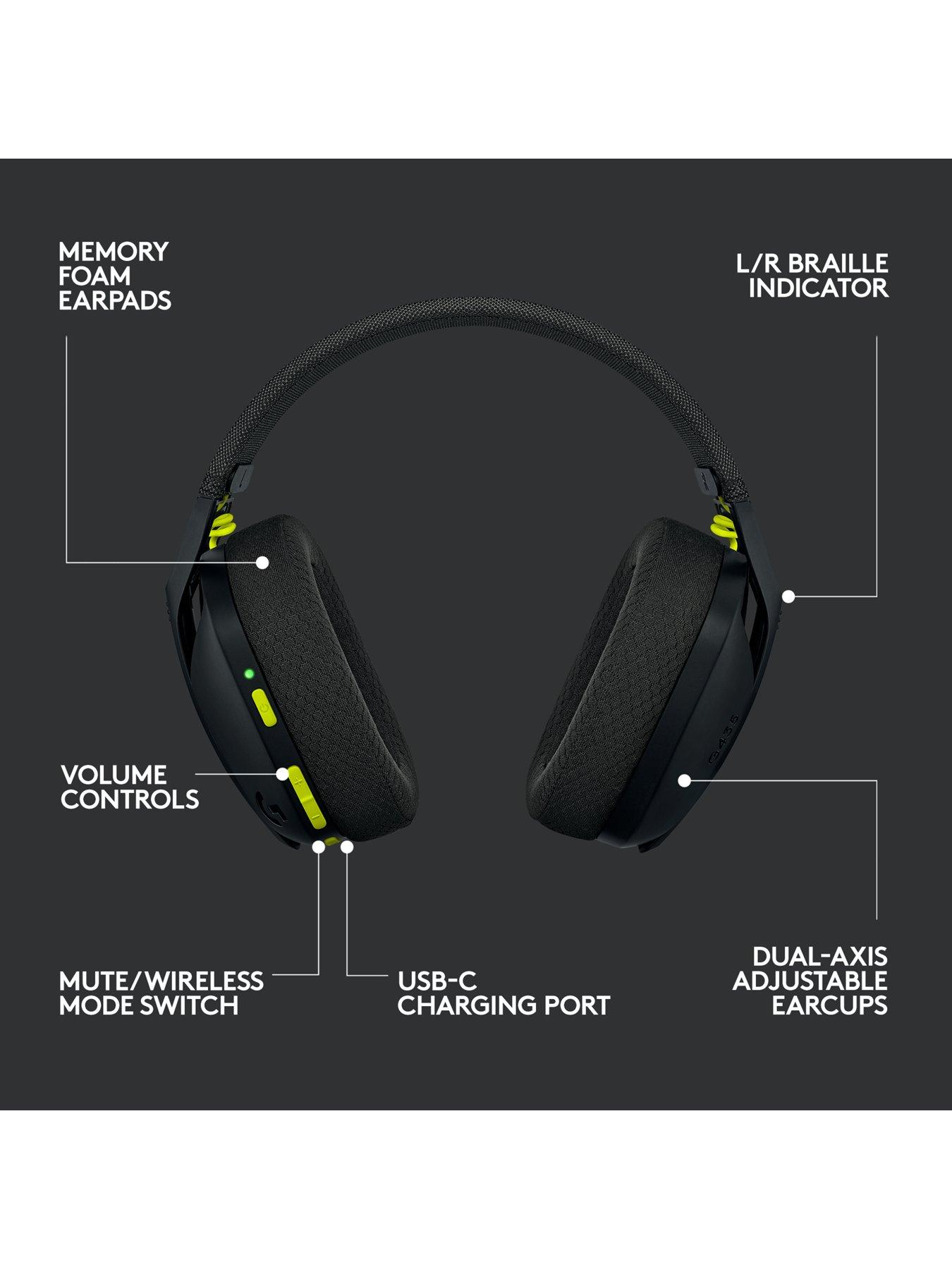 Image 7 of 8 of LogitechG G435 LIGHTSPEED Bluetooth Wireless Gaming Headset, for PC, PS4, PS5, Nintendo Switch - Black