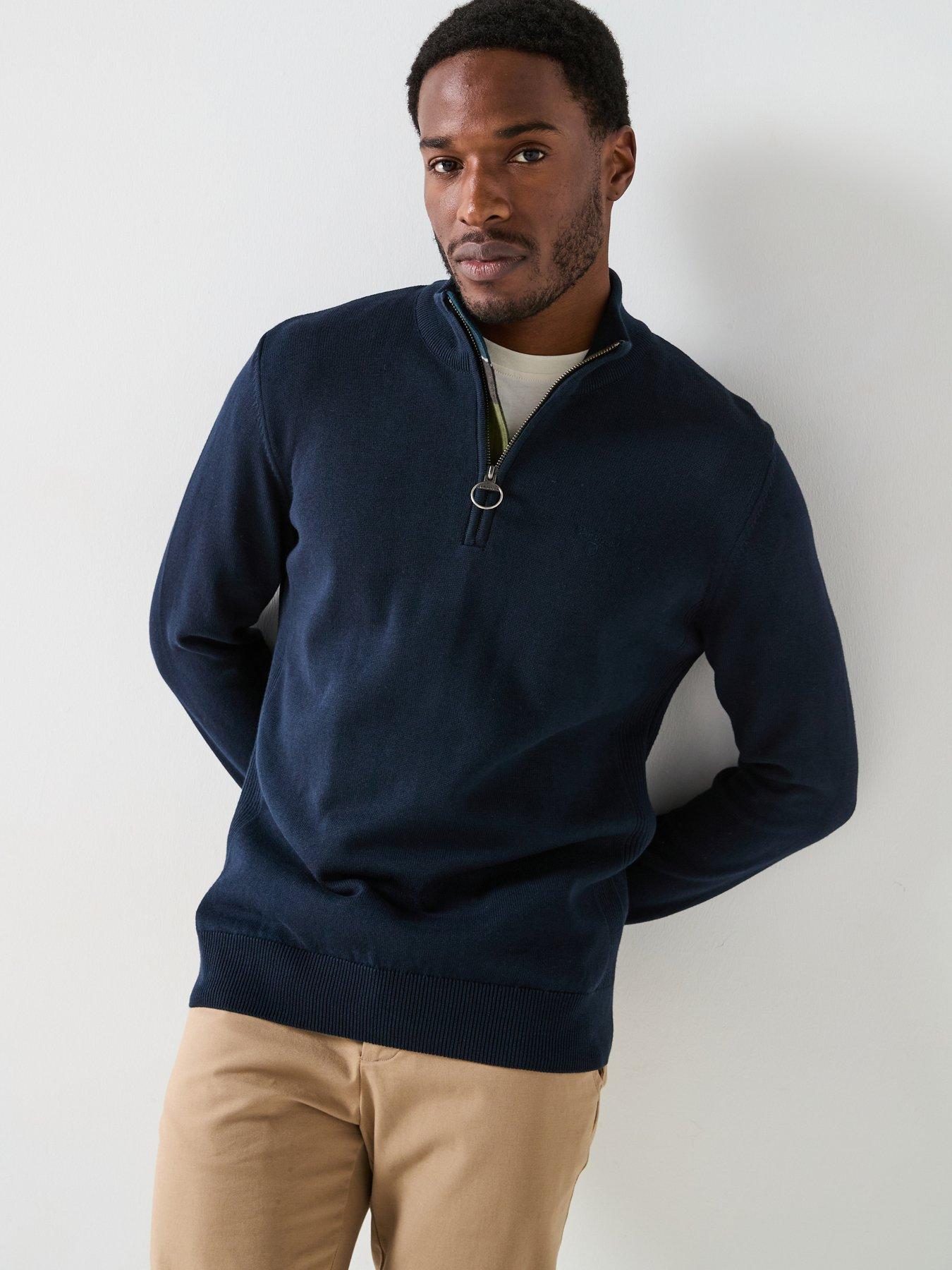 Image 1 of 6 of Barbour Barbour Cotton Half Zip Knitted Jumper - Navy