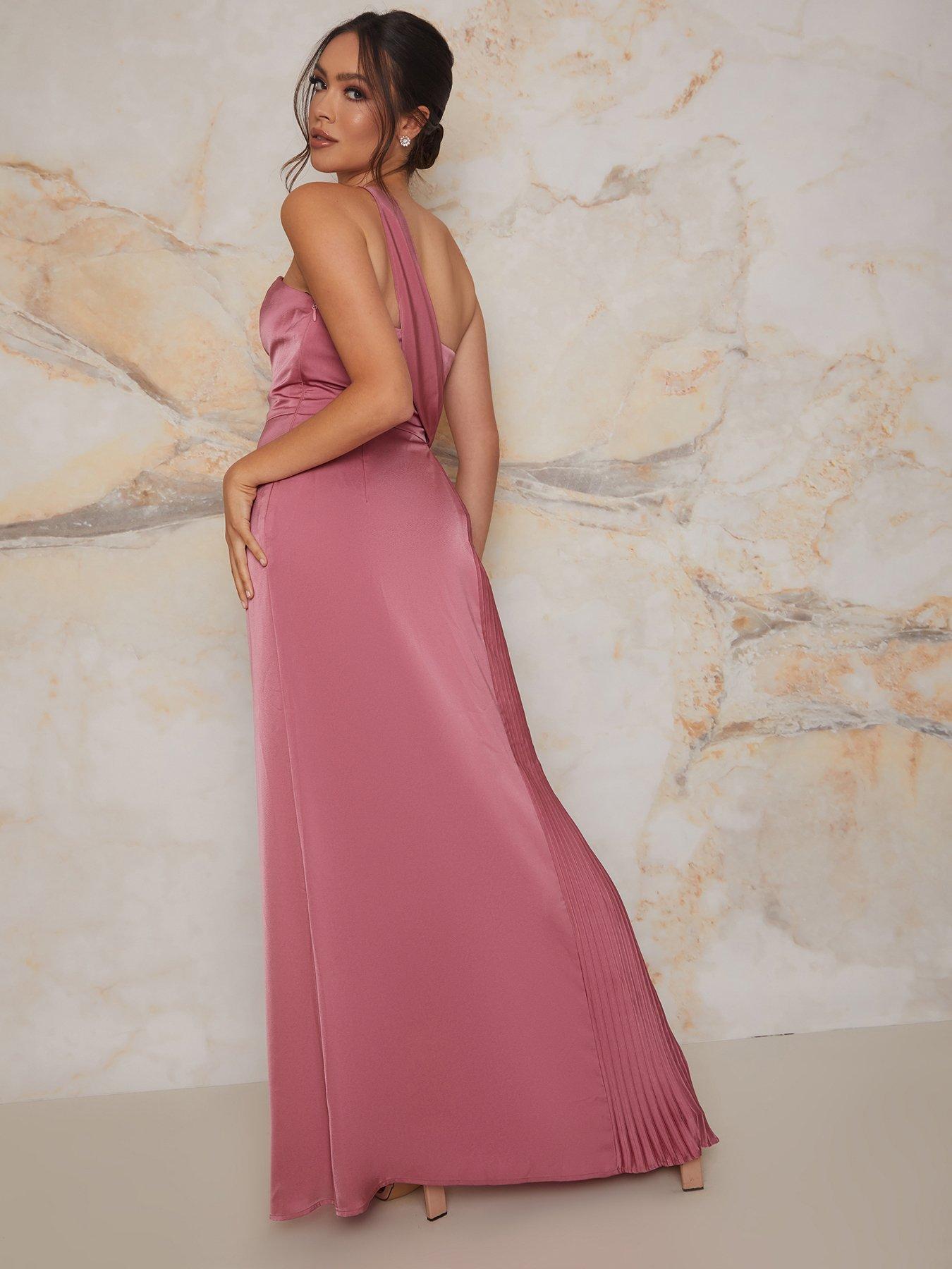 chi-chi-london-pleated-satin-one-shoulder-maxi-dress--nbsppinkstillFront