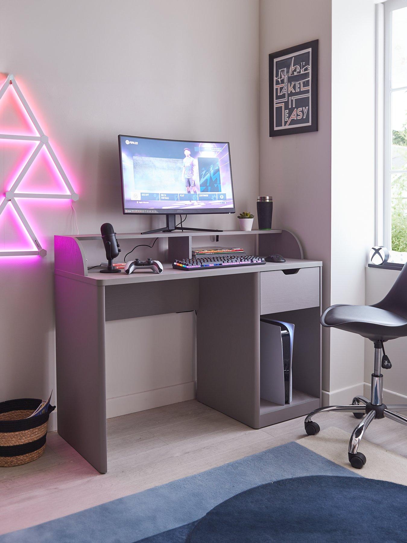 Image 1 of 5 of The Very Collection Aspen Gaming Desk - Grey Oak Effect