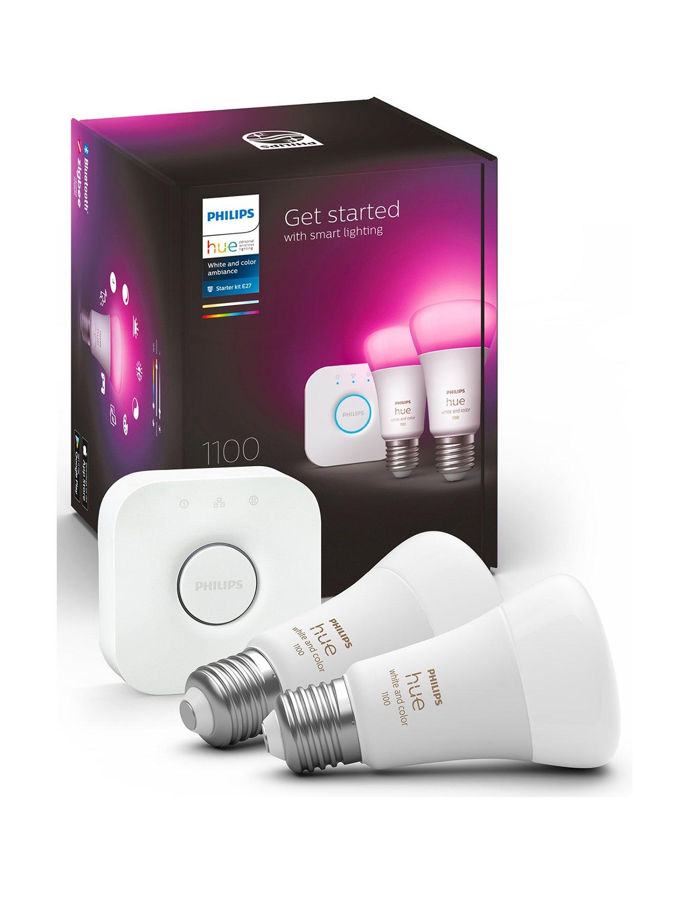 Image of Philips Hue Hue White  &  Colour Ambiance Smart Bulb 2 Pack E27 Starter Kit