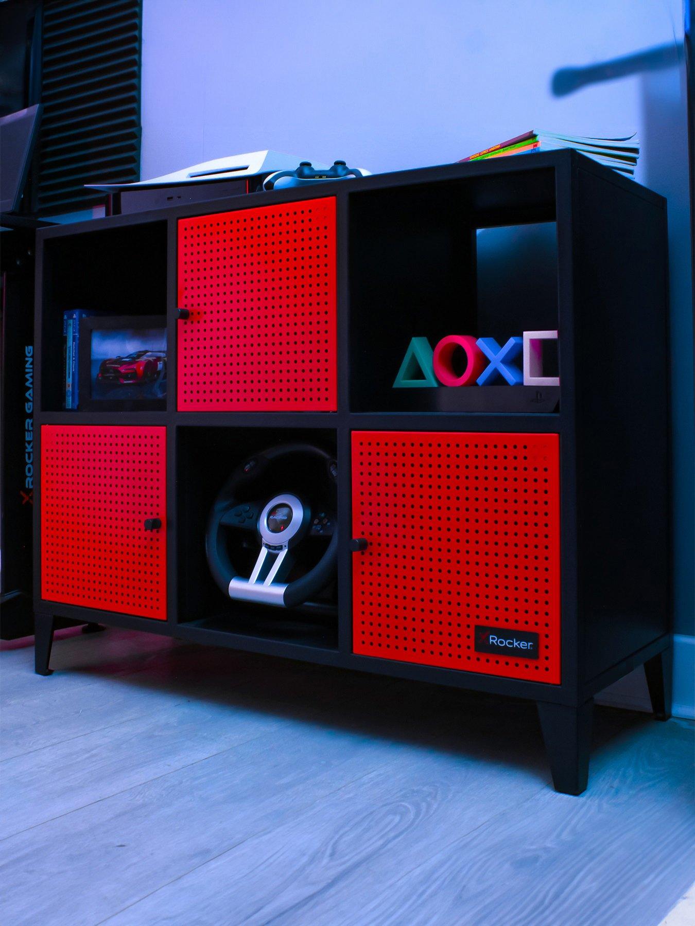 Image of X Rocker MESH-TEK Wide Display Cabinet with 6 Cube Storage