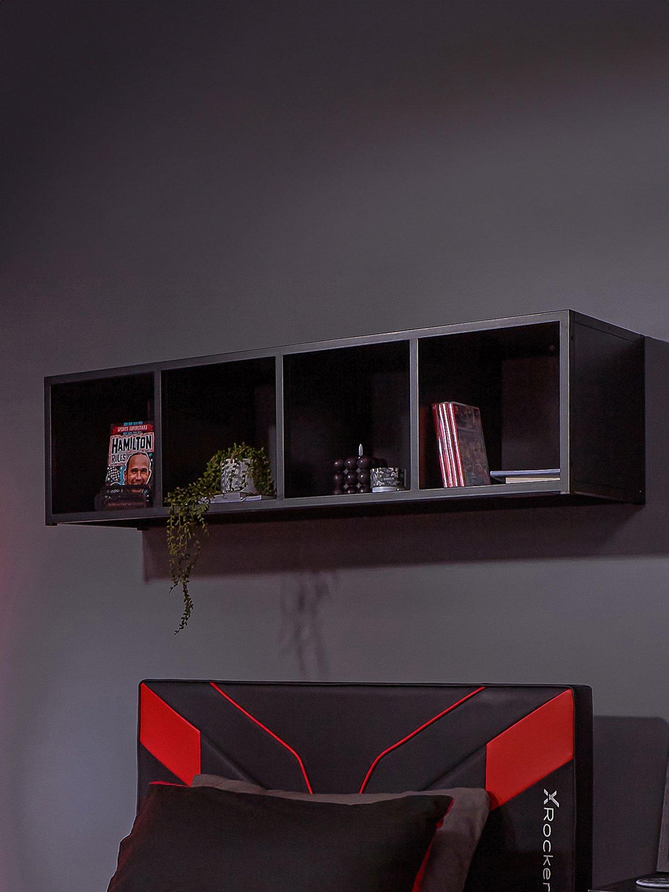 Image of X Rocker MESH-TEK Wall mountable display shelf with 4 Cube Storage