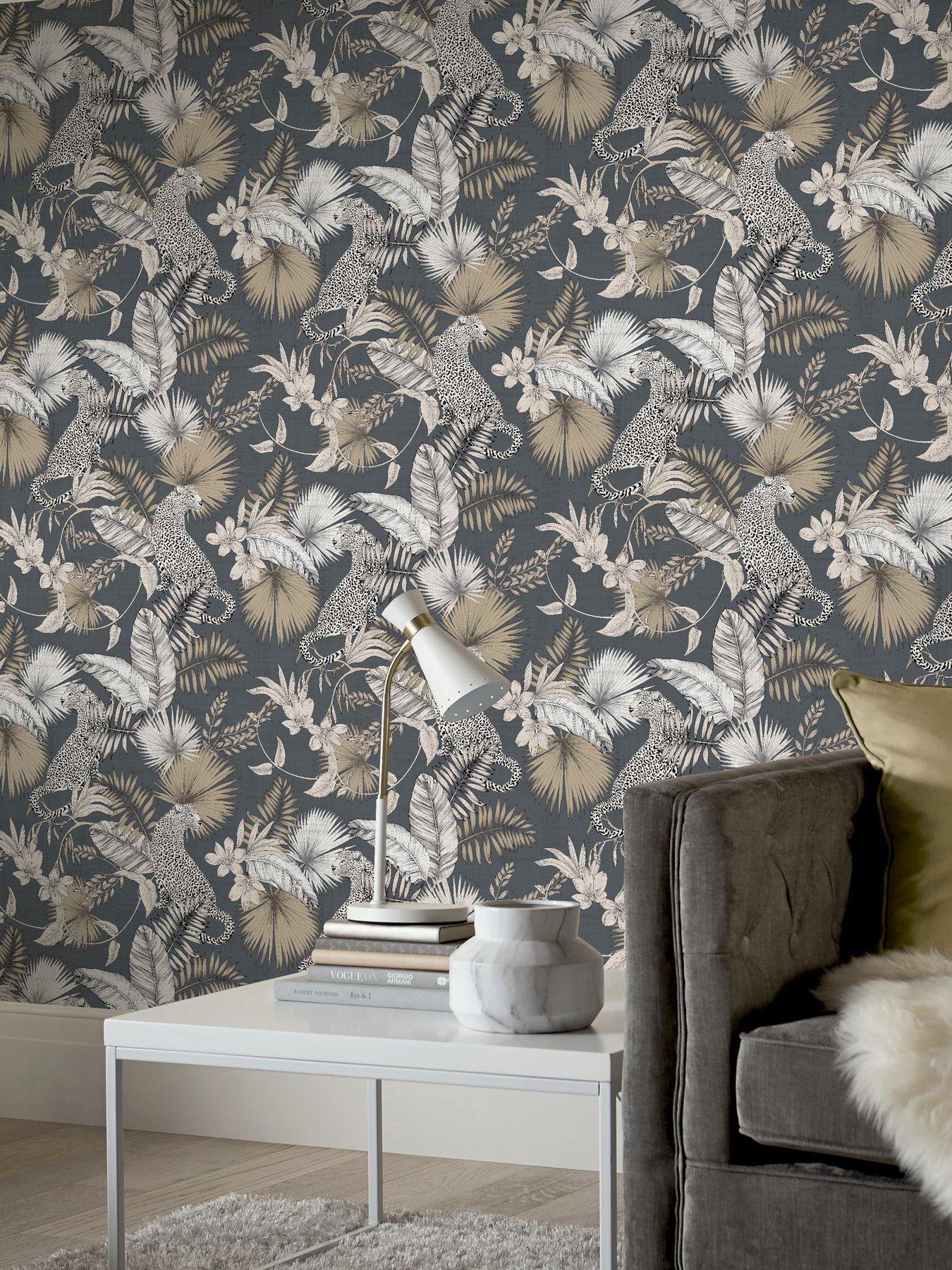 undefined Tropical Leopard Neutral Wallpaper