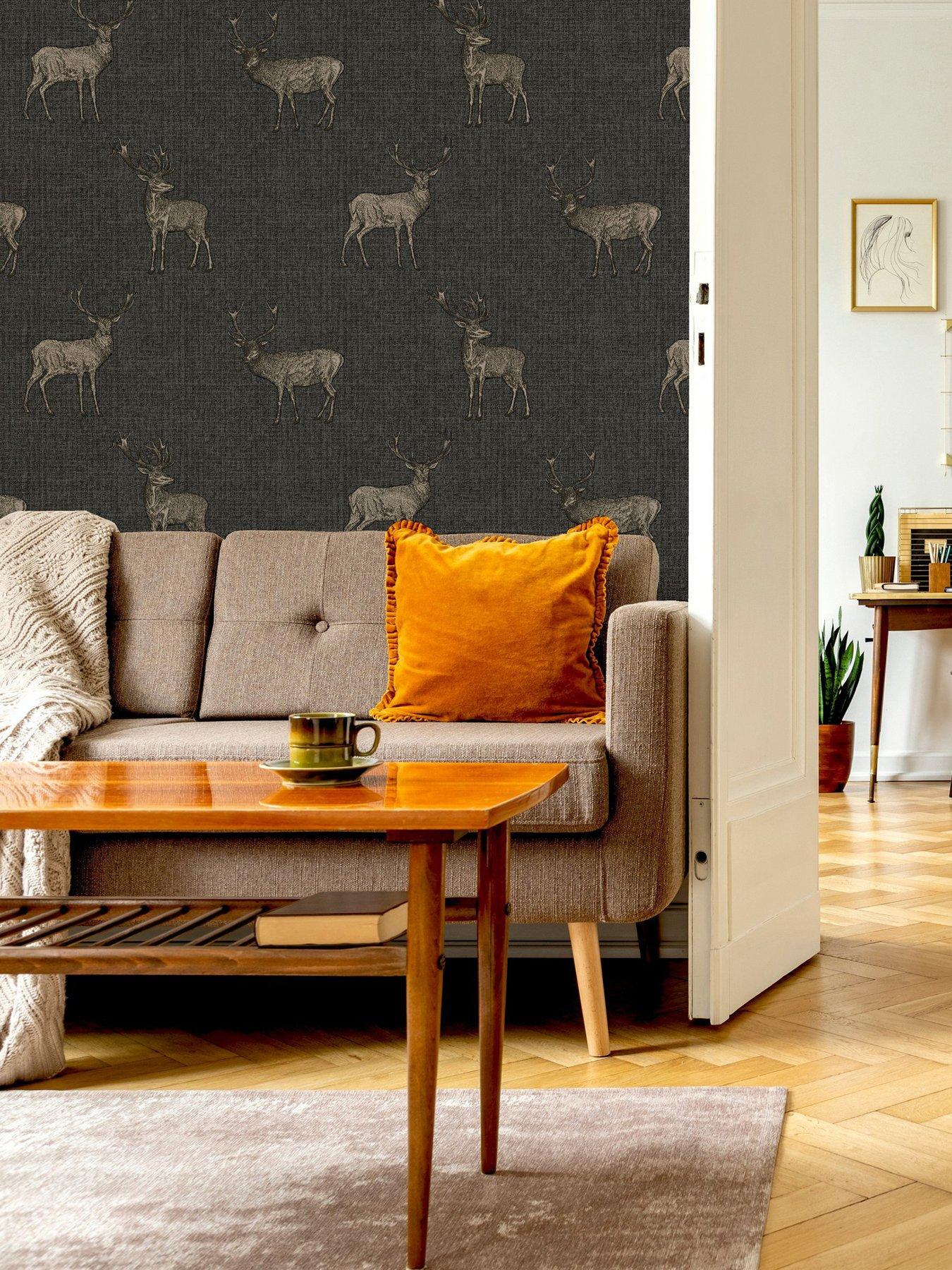Image 1 of 4 of ARTHOUSE Heritage Stag Charcoal/Copper Wallpaper