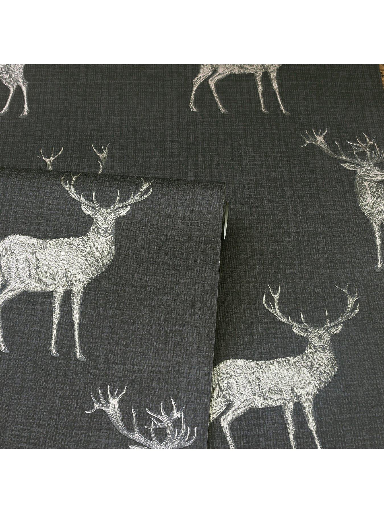 Image 2 of 4 of ARTHOUSE Heritage Stag Charcoal/Copper Wallpaper
