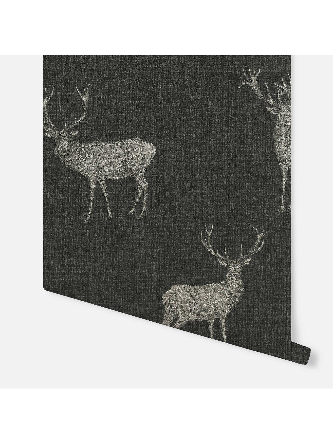 Image 3 of 4 of ARTHOUSE Heritage Stag Charcoal/Copper Wallpaper