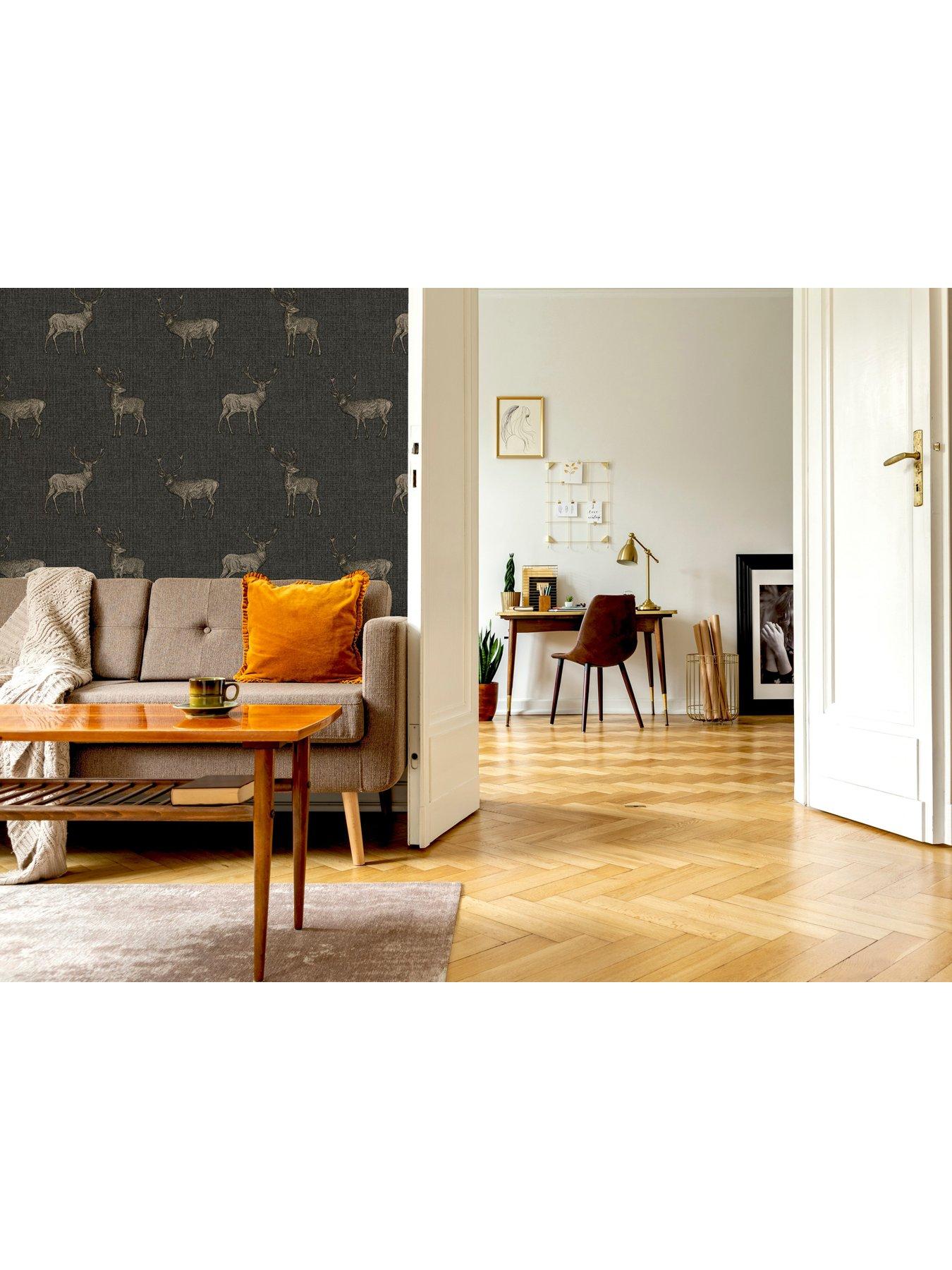 Image 4 of 4 of ARTHOUSE Heritage Stag Charcoal/Copper Wallpaper