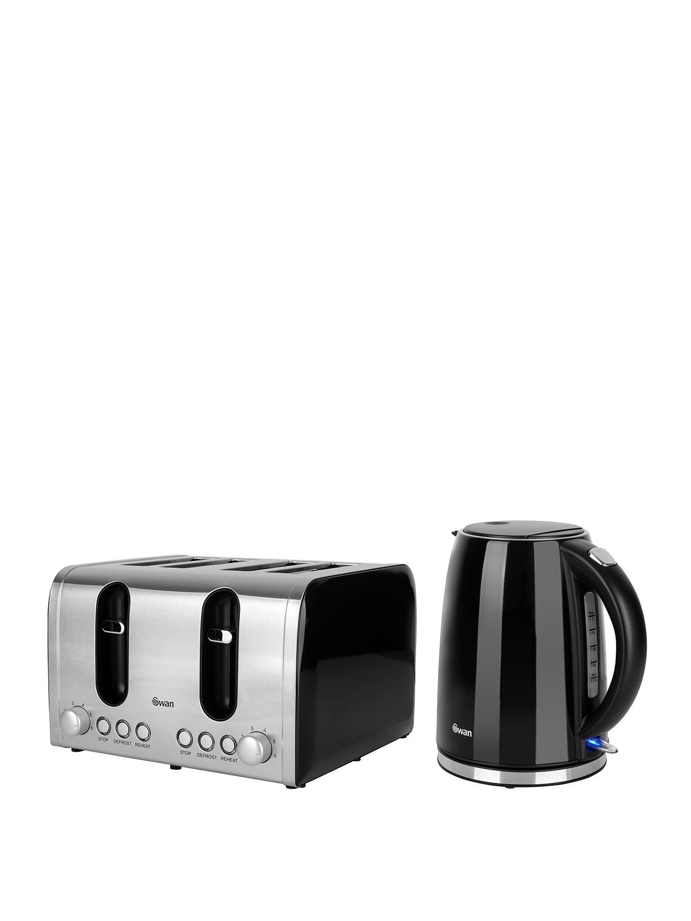 Image 1 of 6 of Swan Kettle &amp; Toaster 4-Slice Twin Pack&nbsp;- Black
