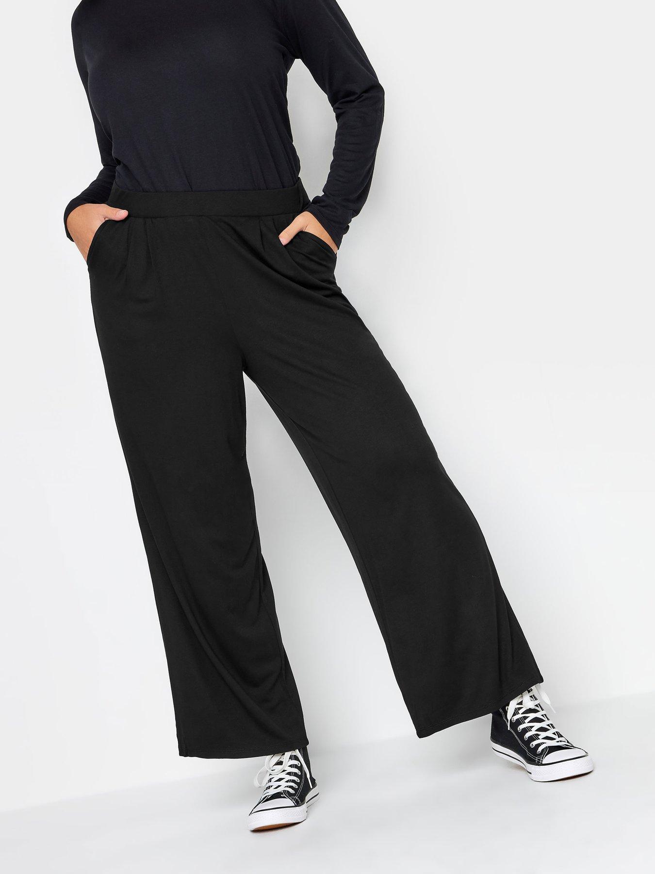 Yours Yours Limited Pleat Front Wide Leg Trouser - Plain Black
