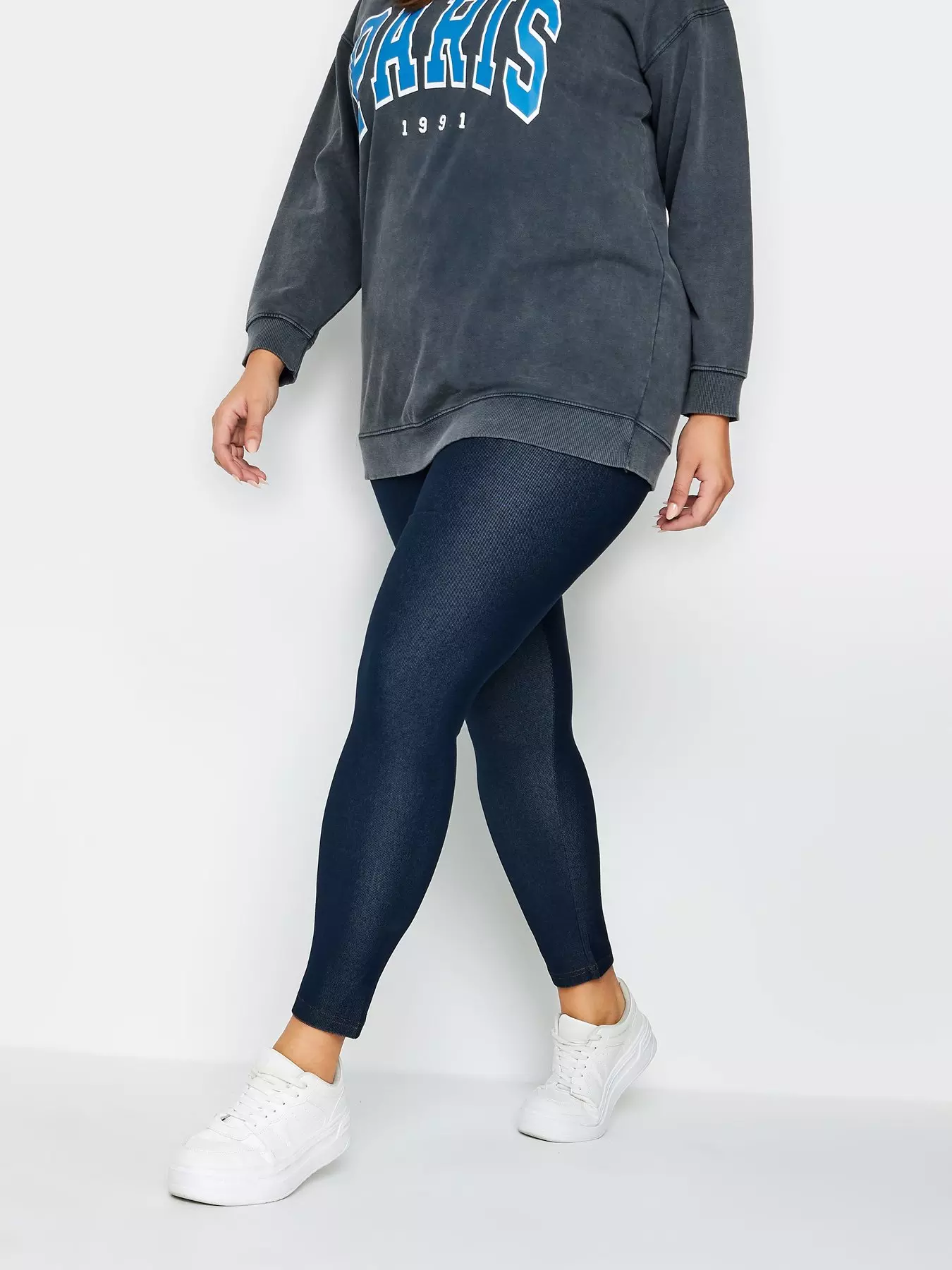YOURS Plus Size Curve Dark Blue Stretch Cropped JENNY Jeggings in