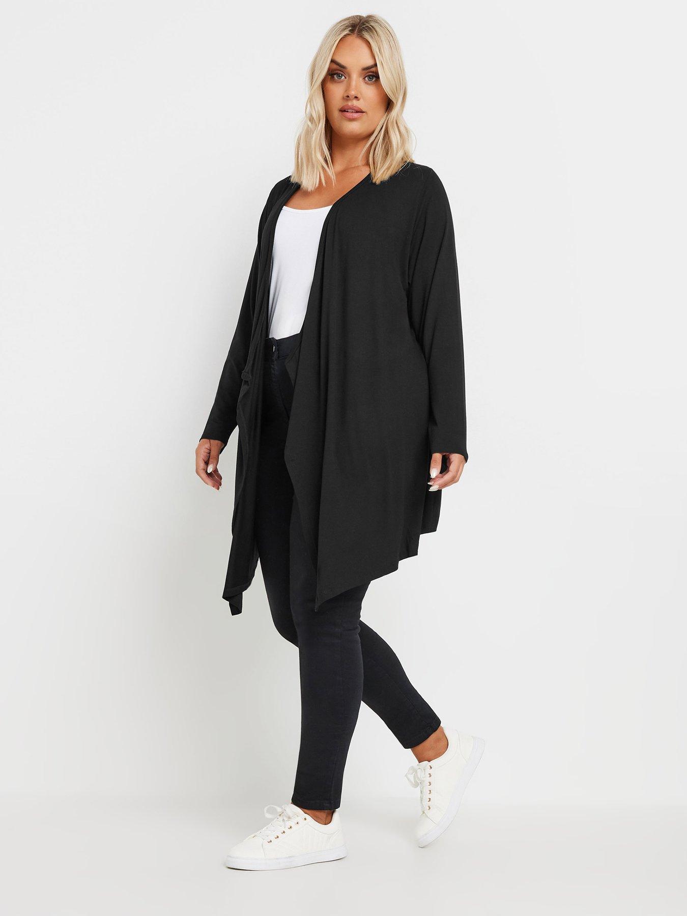 Image 3 of 4 of Yours Yours Waterfall Cardigan -&nbsp;Black