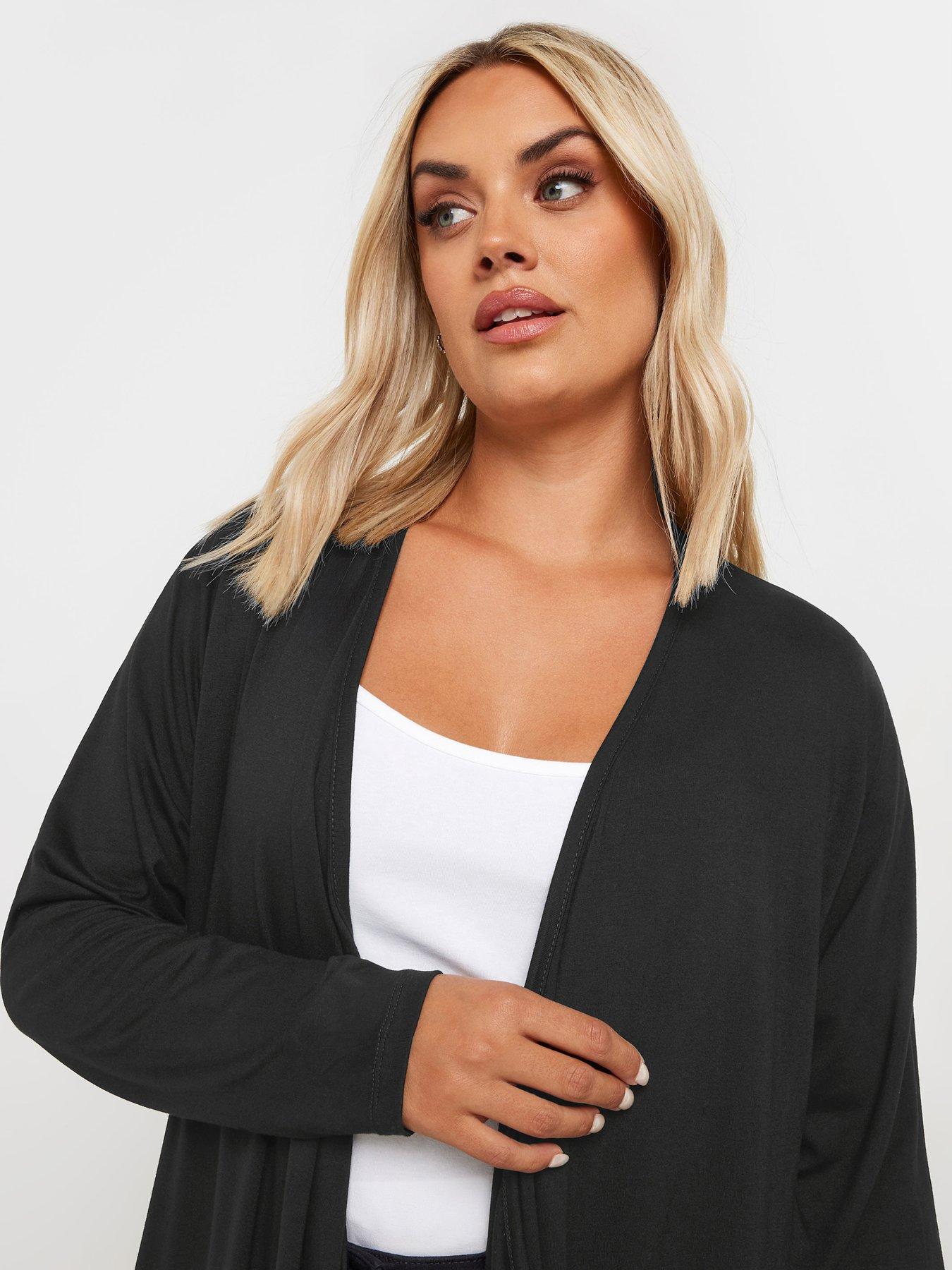 Image 4 of 4 of Yours Yours Waterfall Cardigan -&nbsp;Black