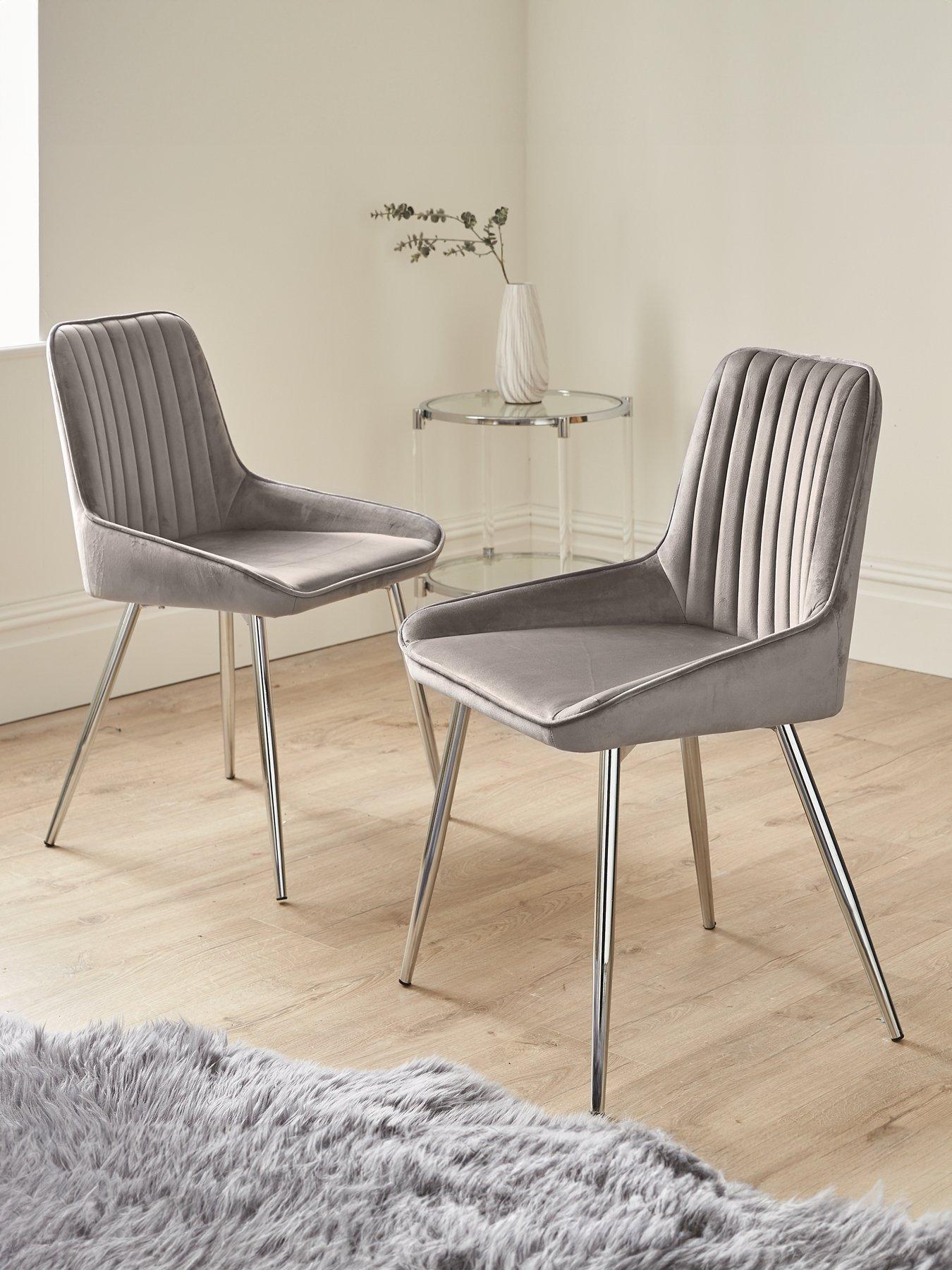 Very Home Pair of Alisha Standard Chrome Legged Dining Chairs - Grey/Chrome