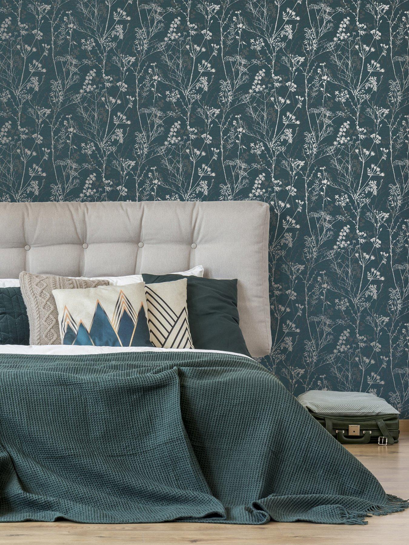 undefined Hedgerow Teal Wallpaper