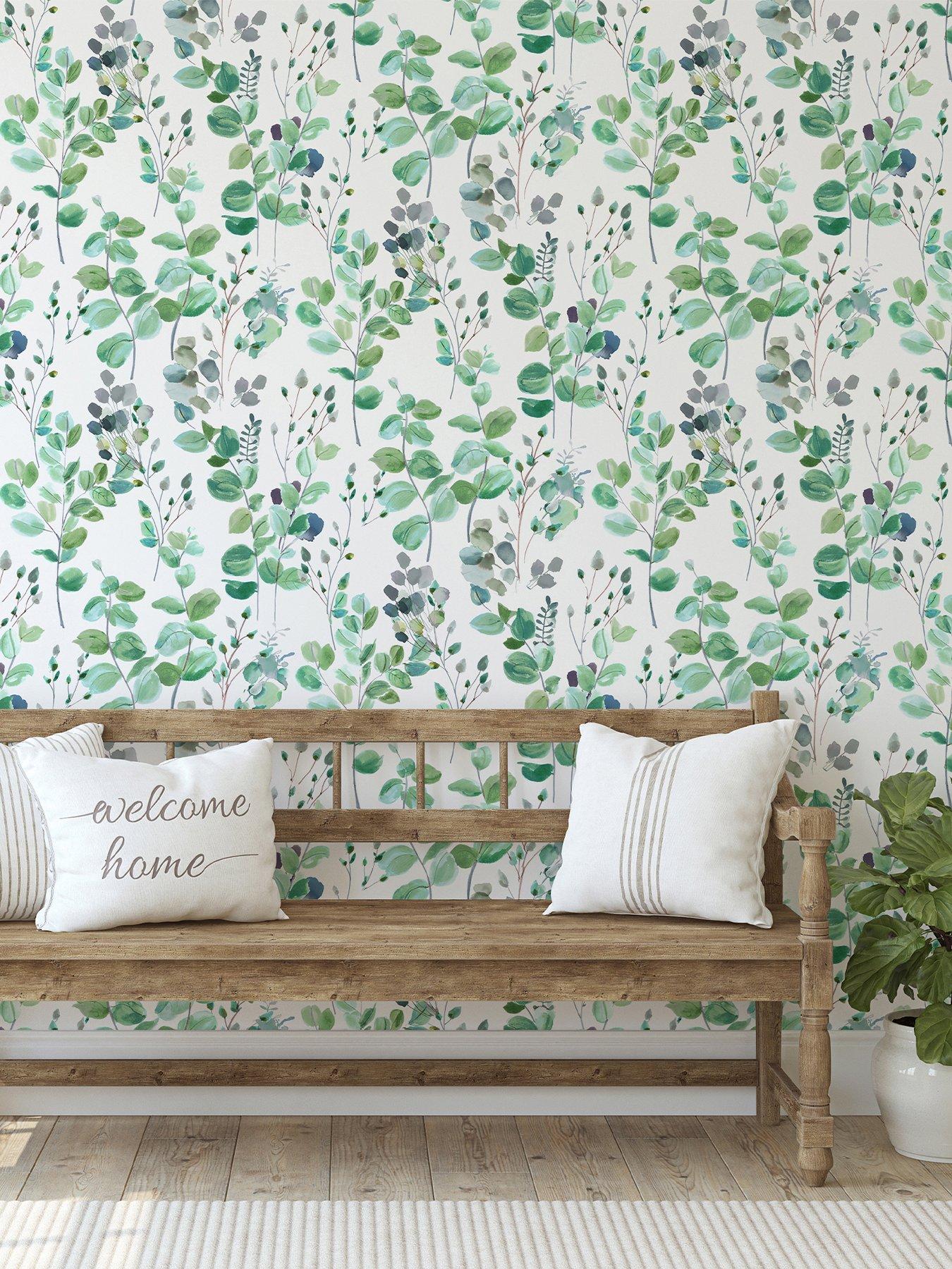 undefined Watercolour Green Leaves Wallpaper