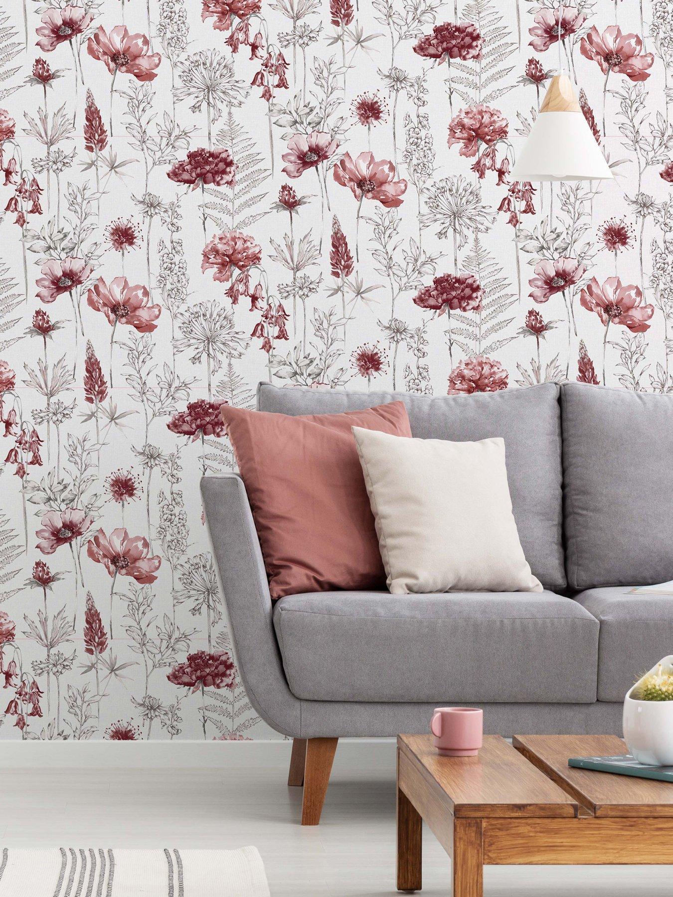 fresco-floral-sketch-red-grey-wallpaperfront