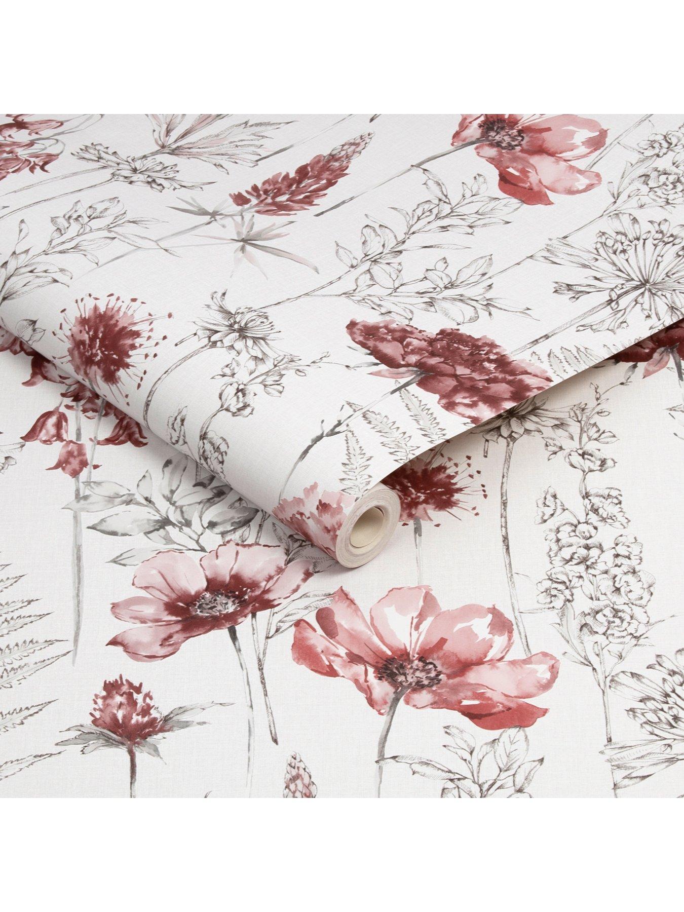 fresco-floral-sketch-red-grey-wallpaperstillFront