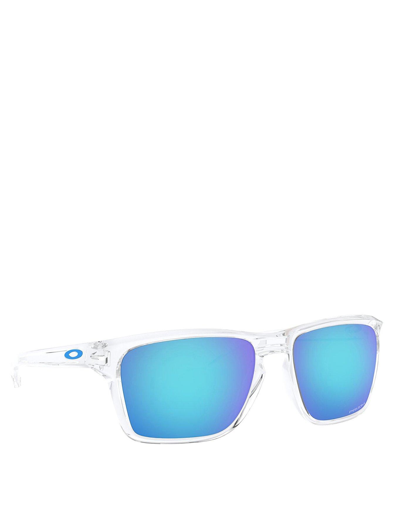 undefined Oakley Rectangle Clear Frame Blue Lens Sunglasses - Black