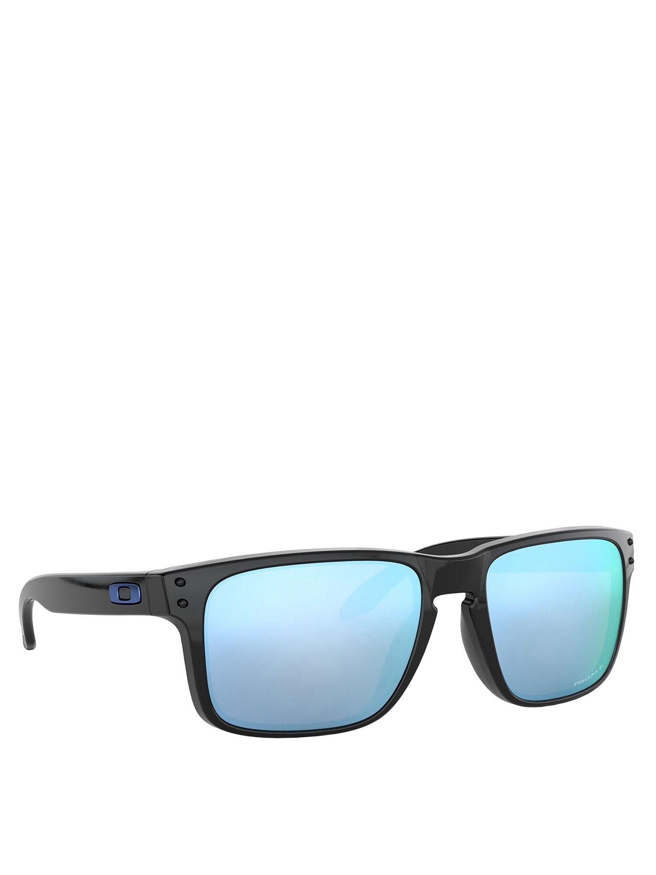 Holbrook Rectangle Black Frame Blue Lens Sunglasses