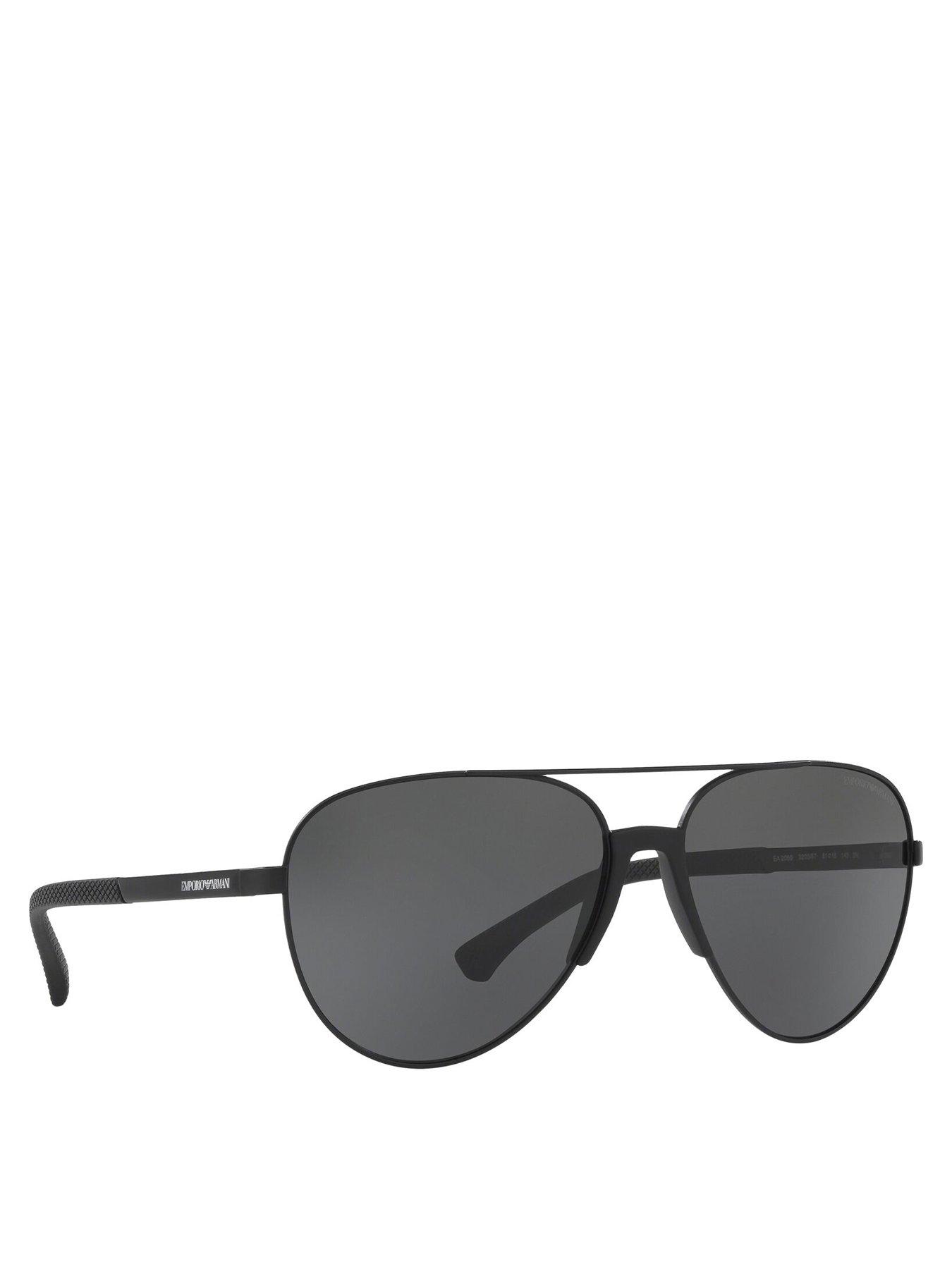 Emporio Armani Emporio Armani Aviator Matte Black Frame Sunglasses - Black