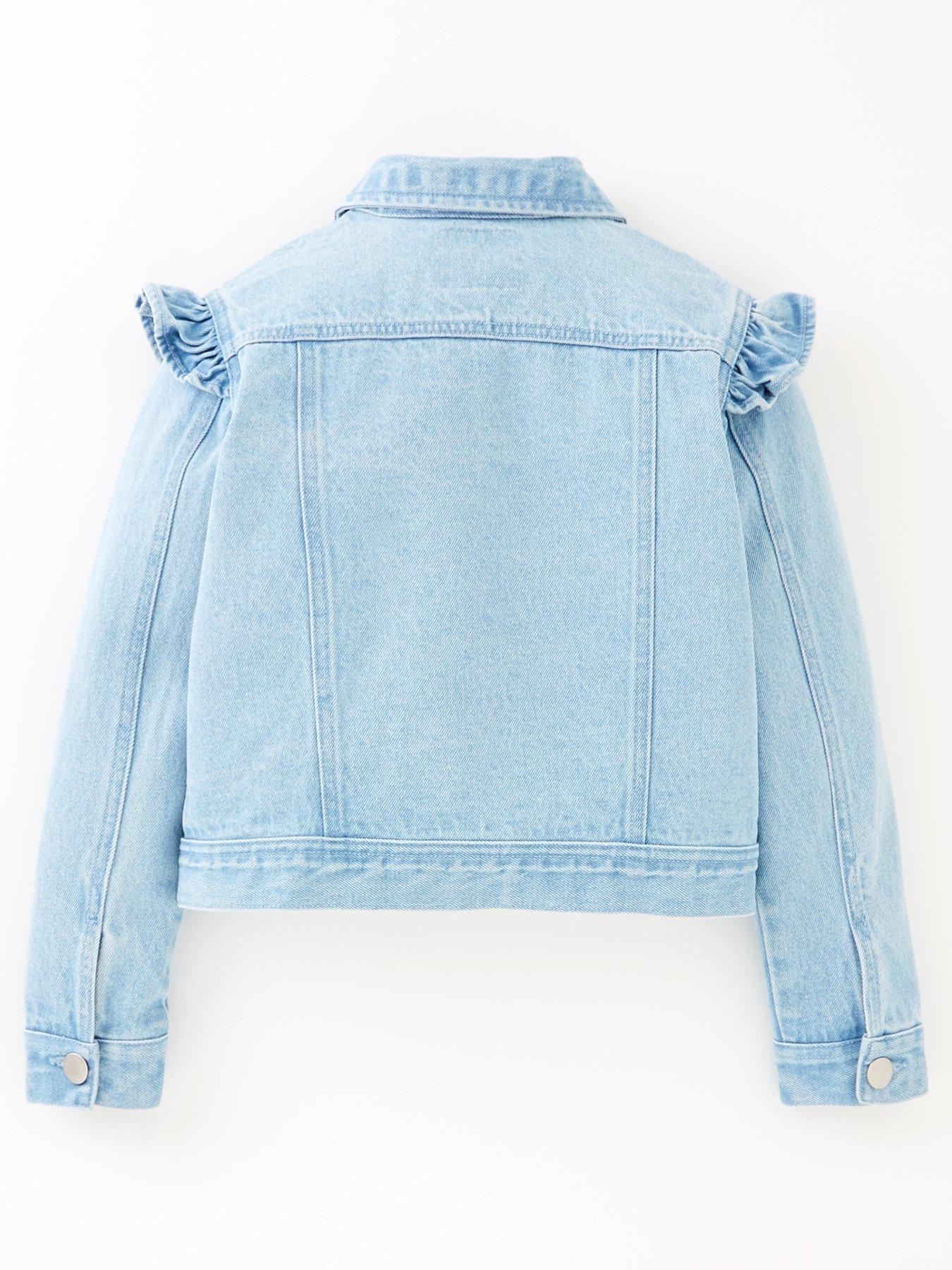 Denim jacket clearance with frill shoulders