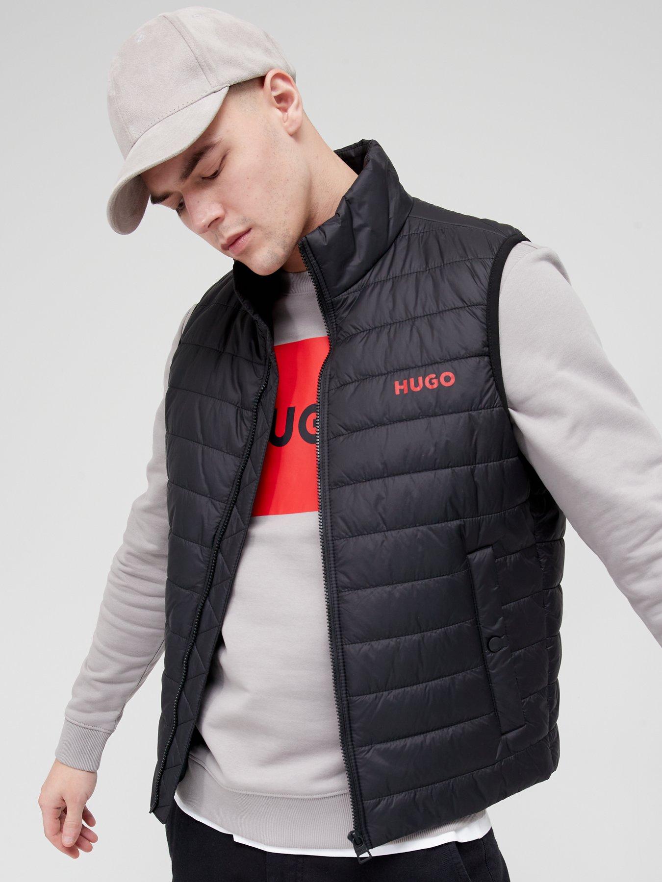 HUGO Slim Fit Water Repellent Padded Gilet with Contrast Logo - Black |  Very Ireland