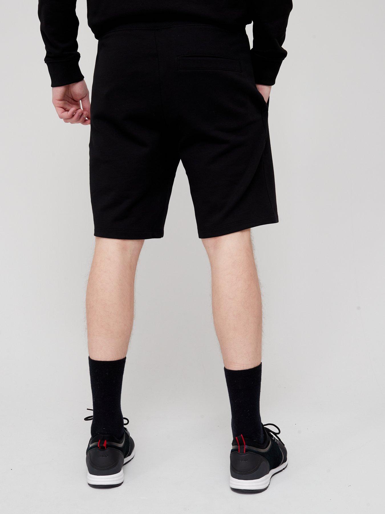 hugo-diz-red-patch-logo-jersey-shorts-blackstillFront