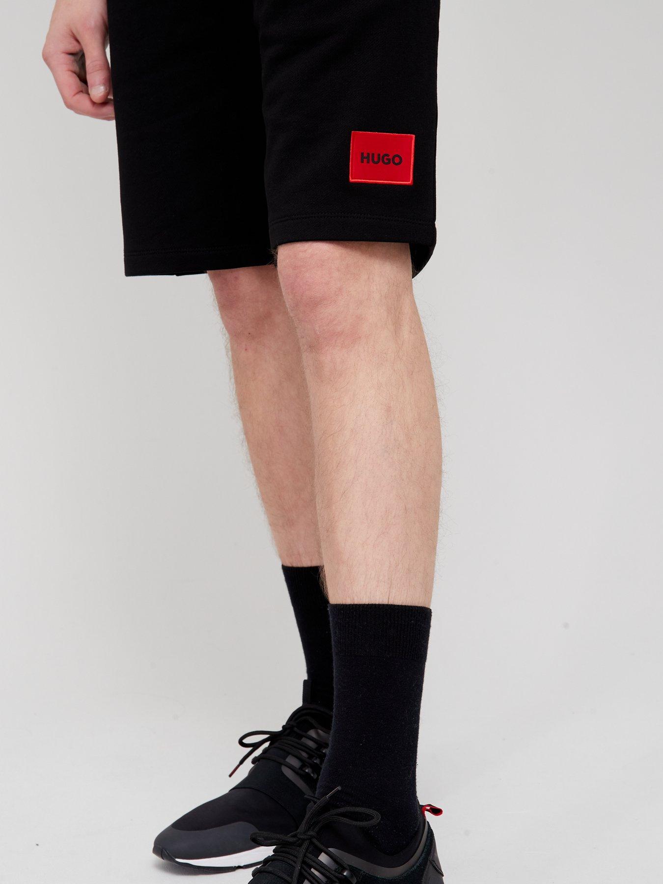 hugo-diz-red-patch-logo-jersey-shorts-blackoutfit