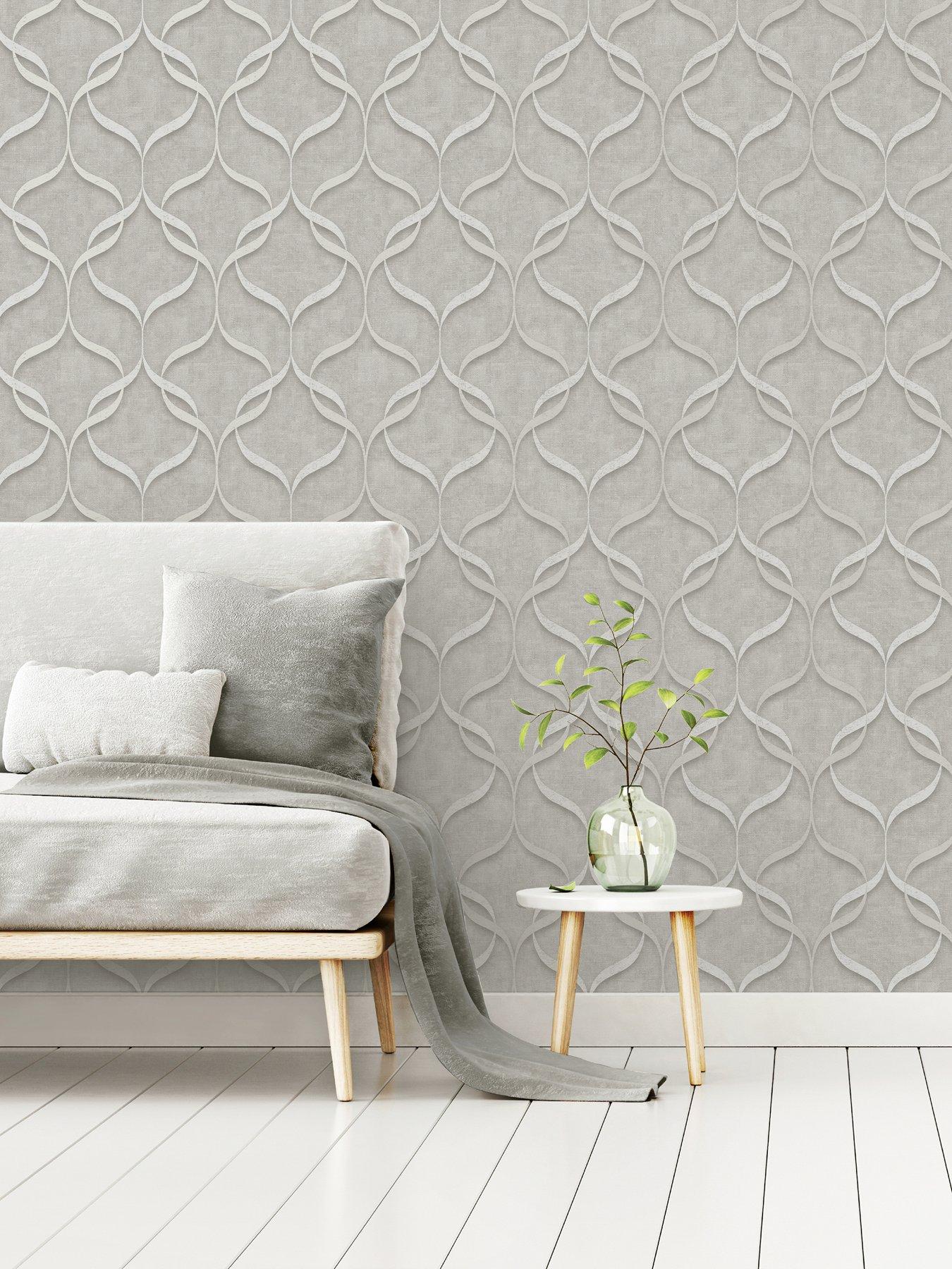 Image of Fine Decor Milano Wave Wallpaper - Grey
