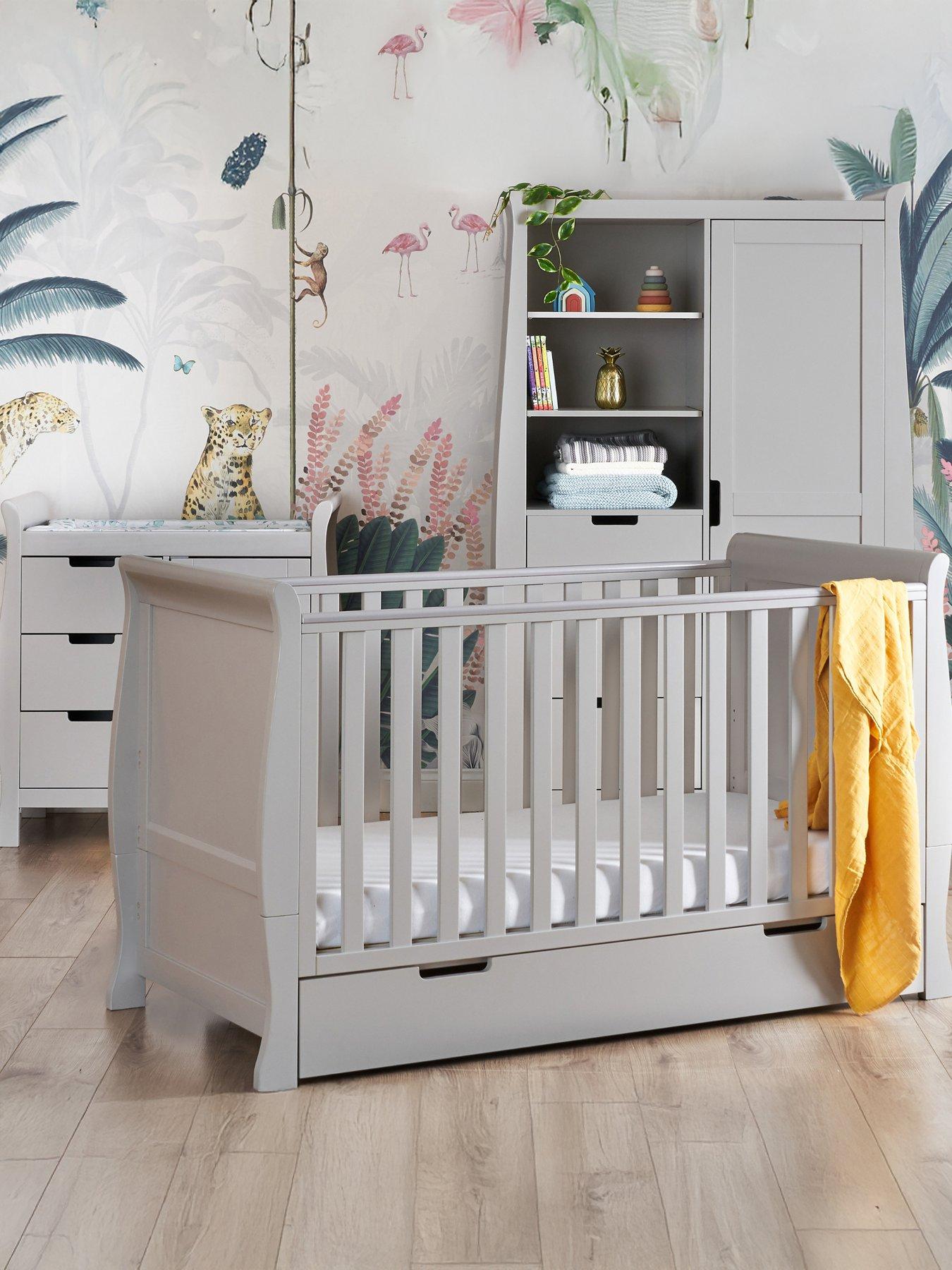 Obaby Stamford Classic Sleigh 3-Piece Room Set - Warm Grey