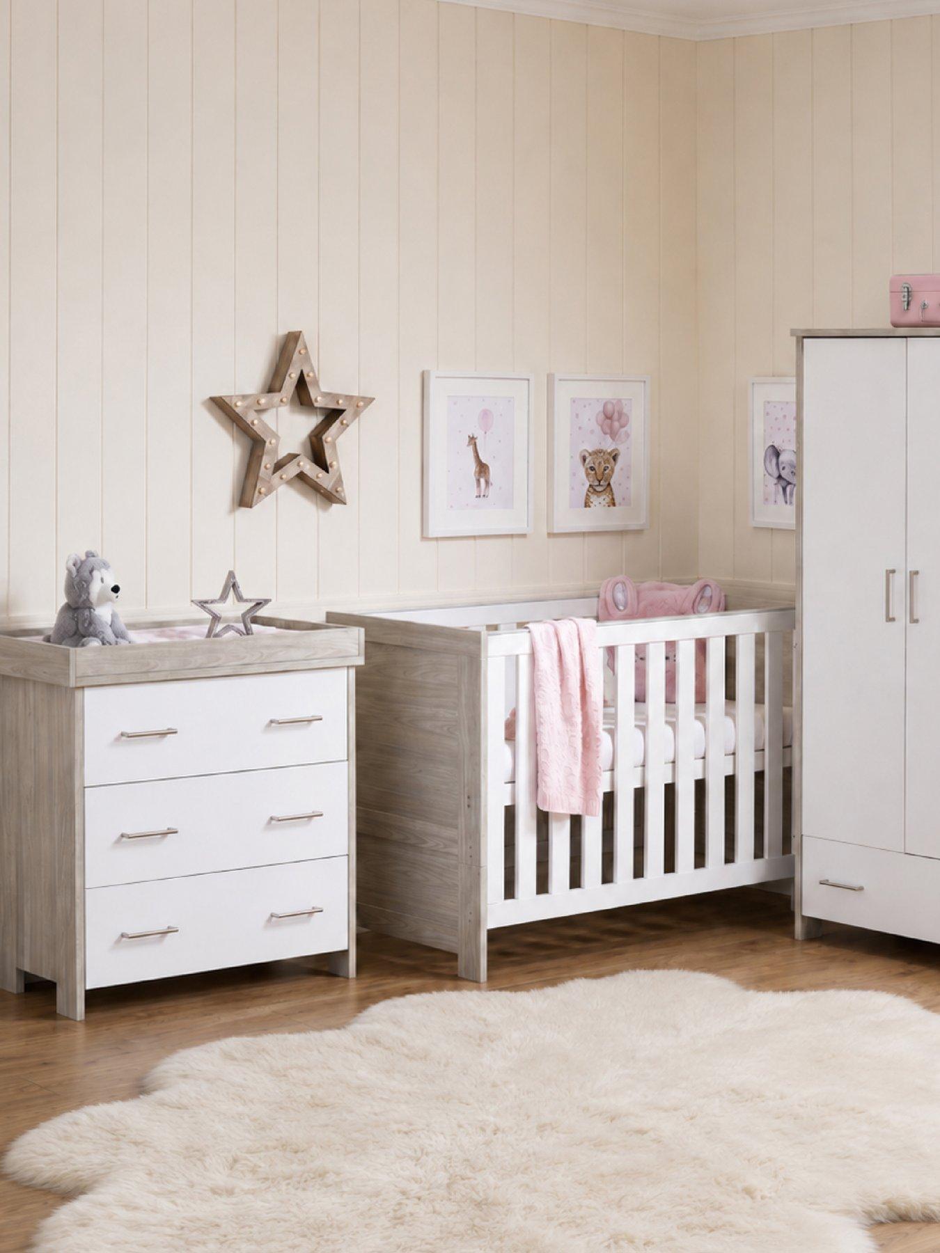 Obaby Nika 3-Piece Room Set - Grey Wash/White
