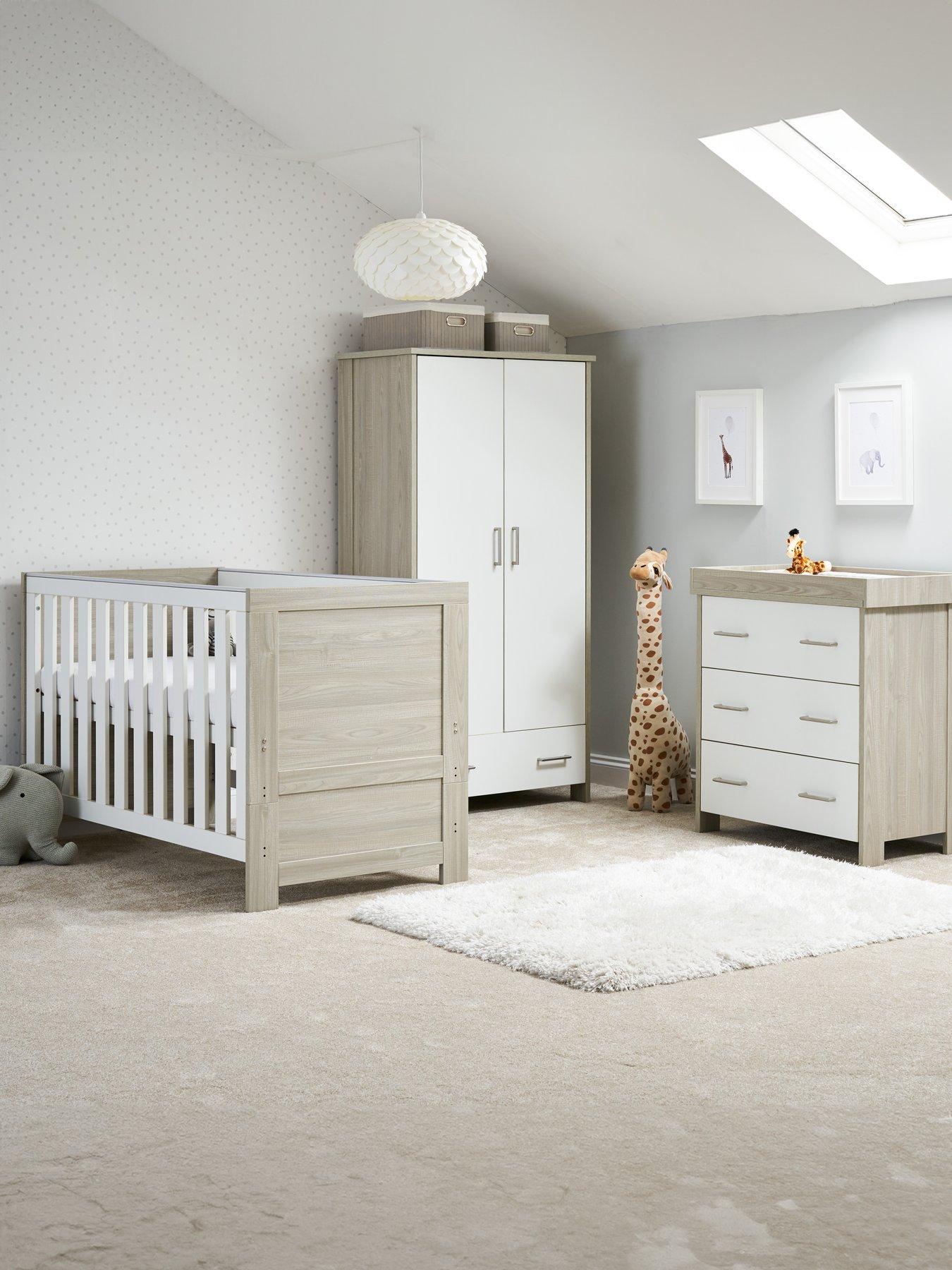 Image 1 of 7 of Obaby Nika 3-Piece Room Set - Grey Wash/White