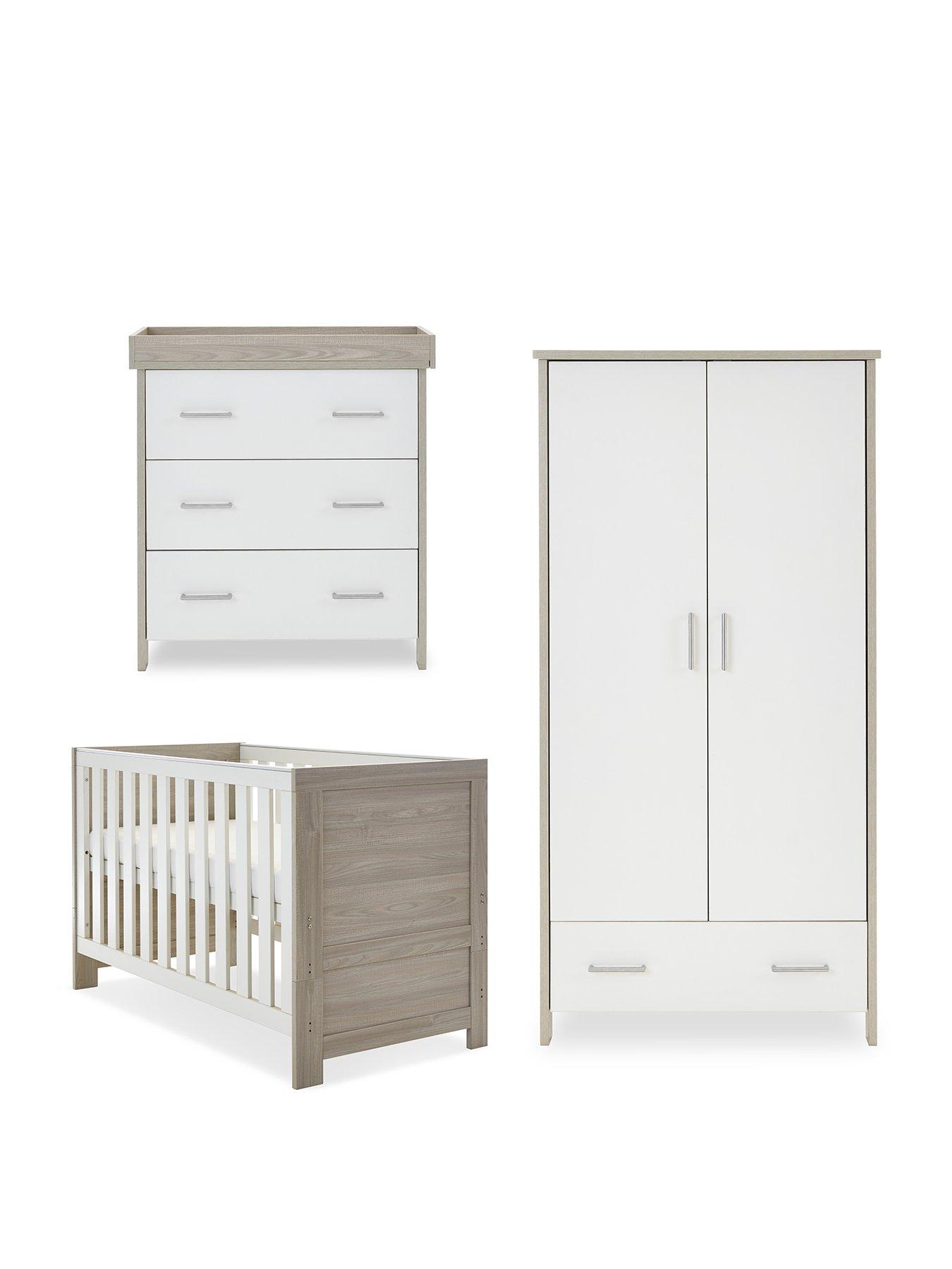 Image 2 of 7 of Obaby Nika 3-Piece Room Set - Grey Wash/White