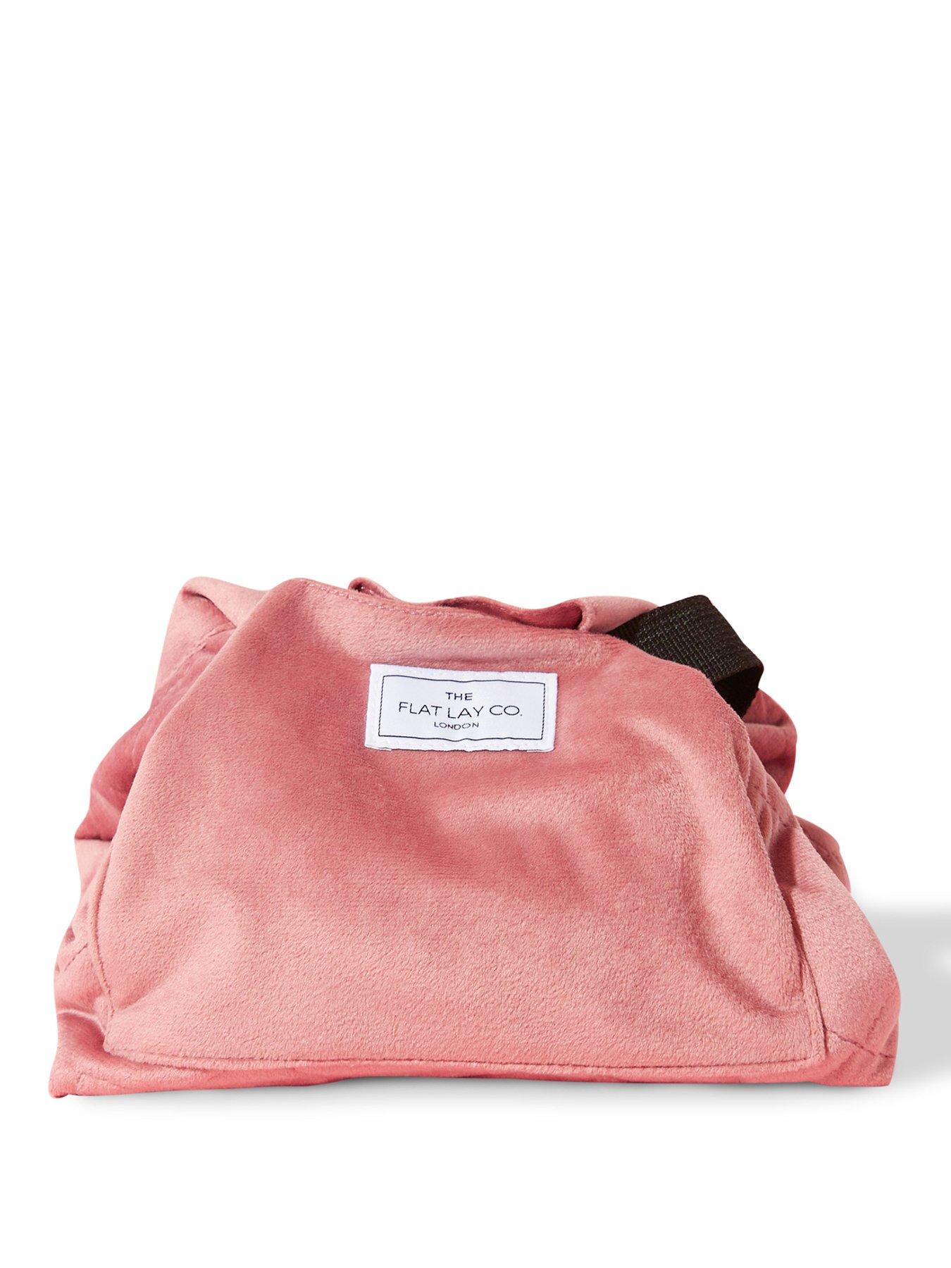 undefined The Flat Lay Co. Pink Velvet Open Flat Makeup Bag