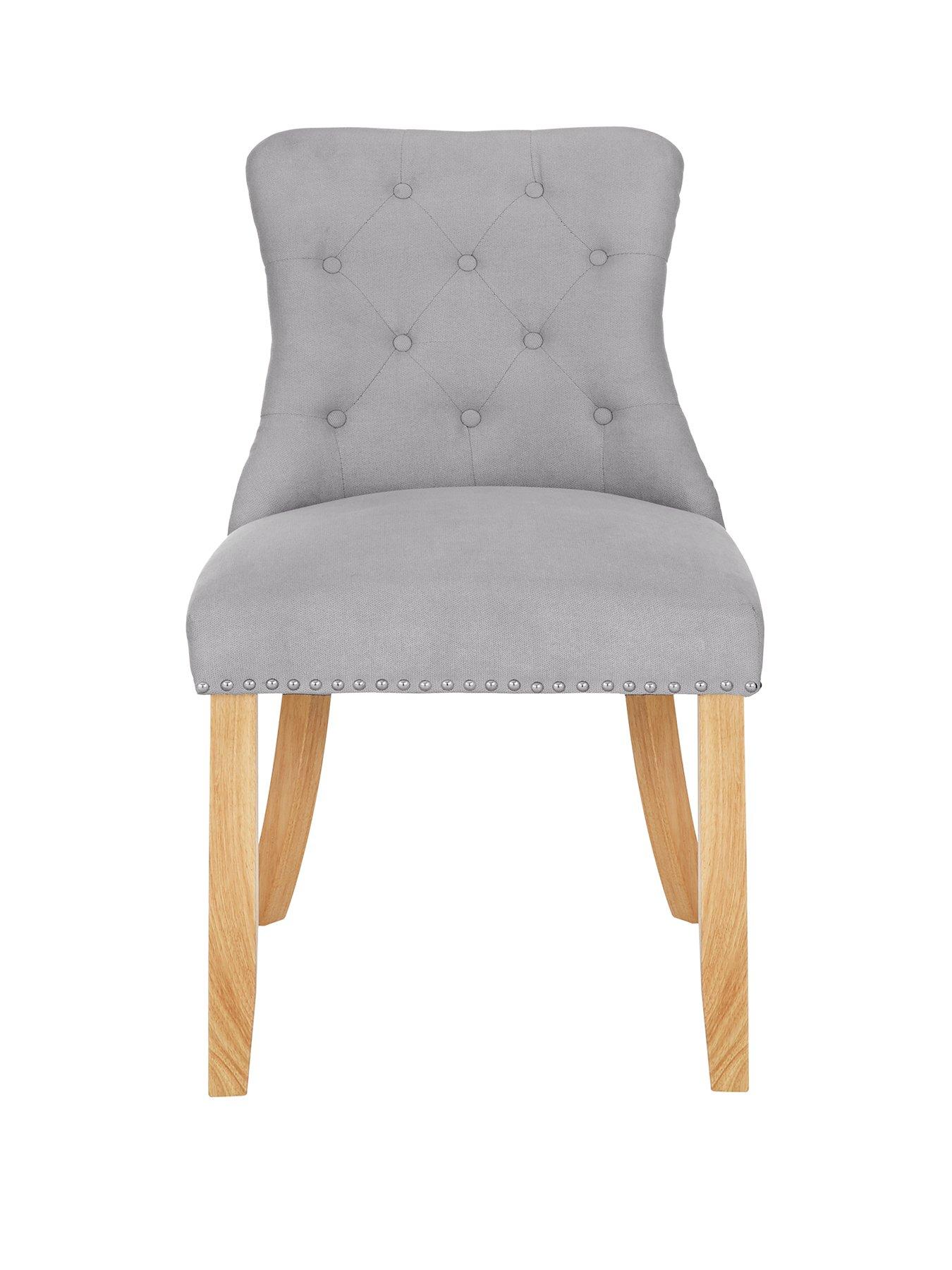 Image 3 of 6 of The Very Collection Warwick Chenille Pair of Standard Dining Chairs - Grey/Oak Effect&nbsp;- FSC&reg; Certified