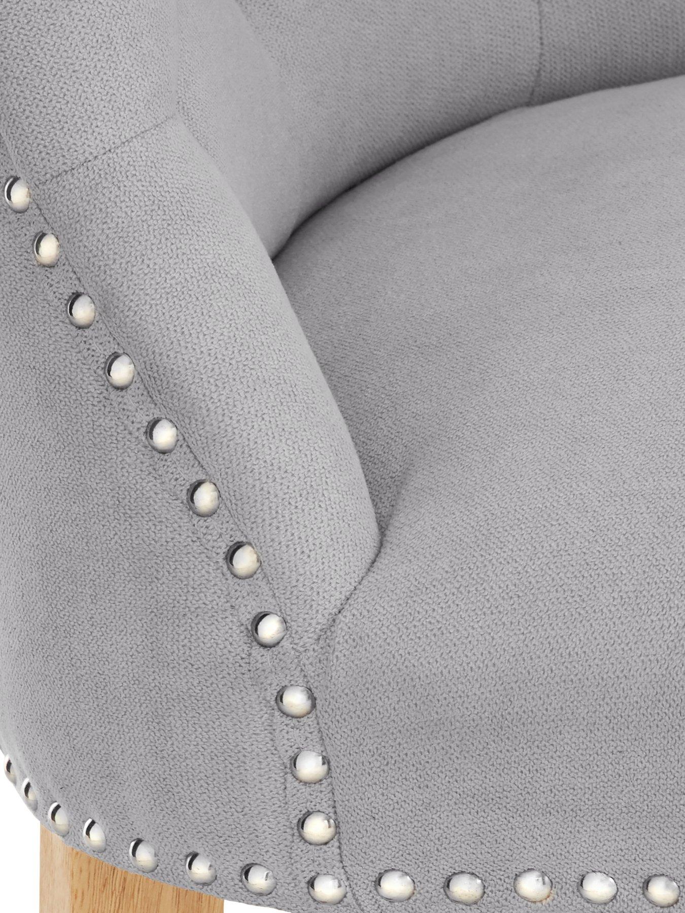 Image 4 of 6 of The Very Collection Warwick Chenille Pair of Standard Dining Chairs - Grey/Oak Effect&nbsp;- FSC&reg; Certified